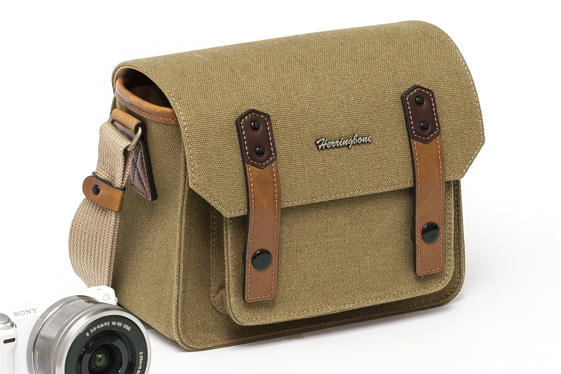 Herringbone Camera Bag DSLR Case Papas Pocket Mini Messenger Bag Season III H1148 Khaki