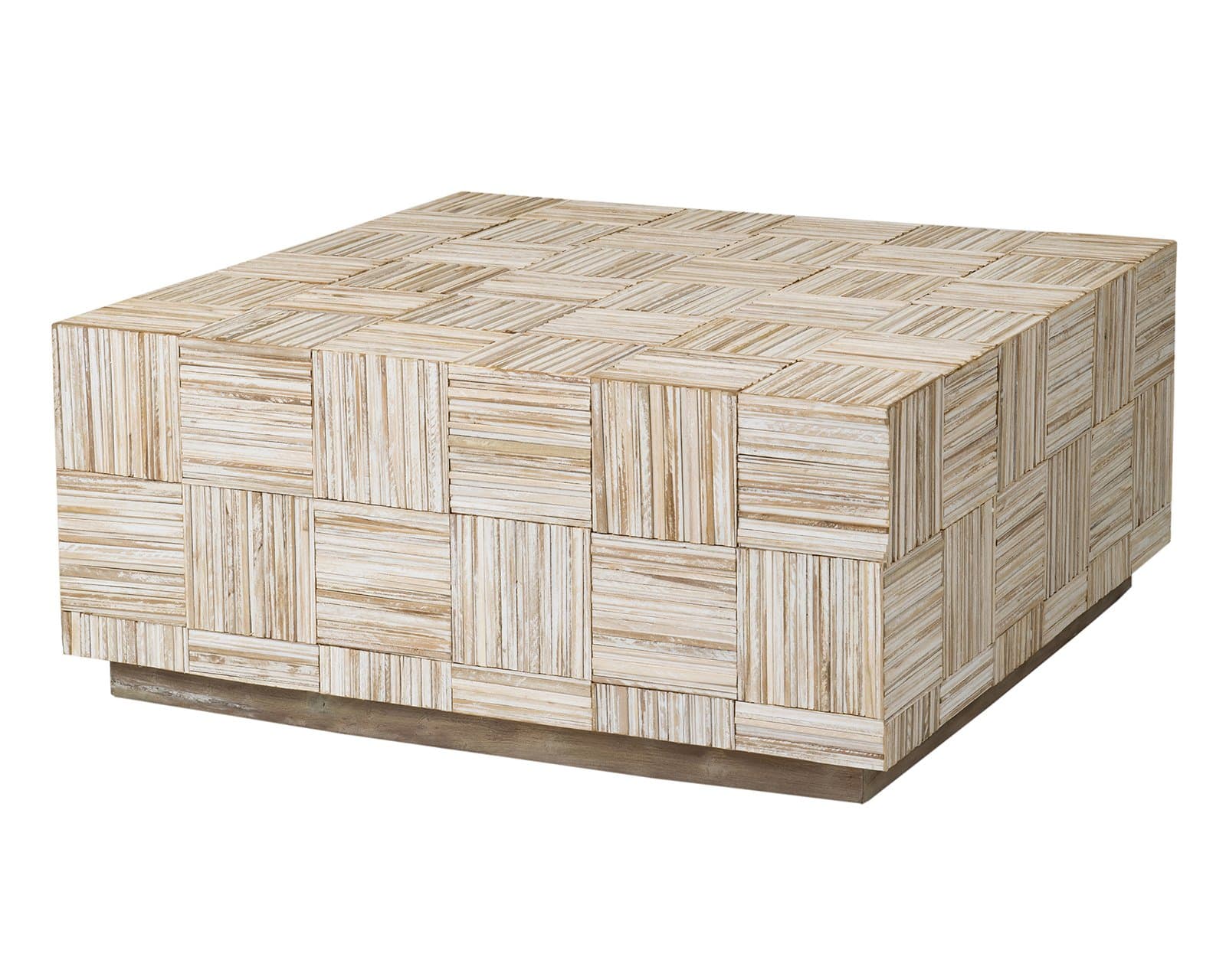 East at Main Ashton Off-White Teak Square Coffee Table, (35x35x16)