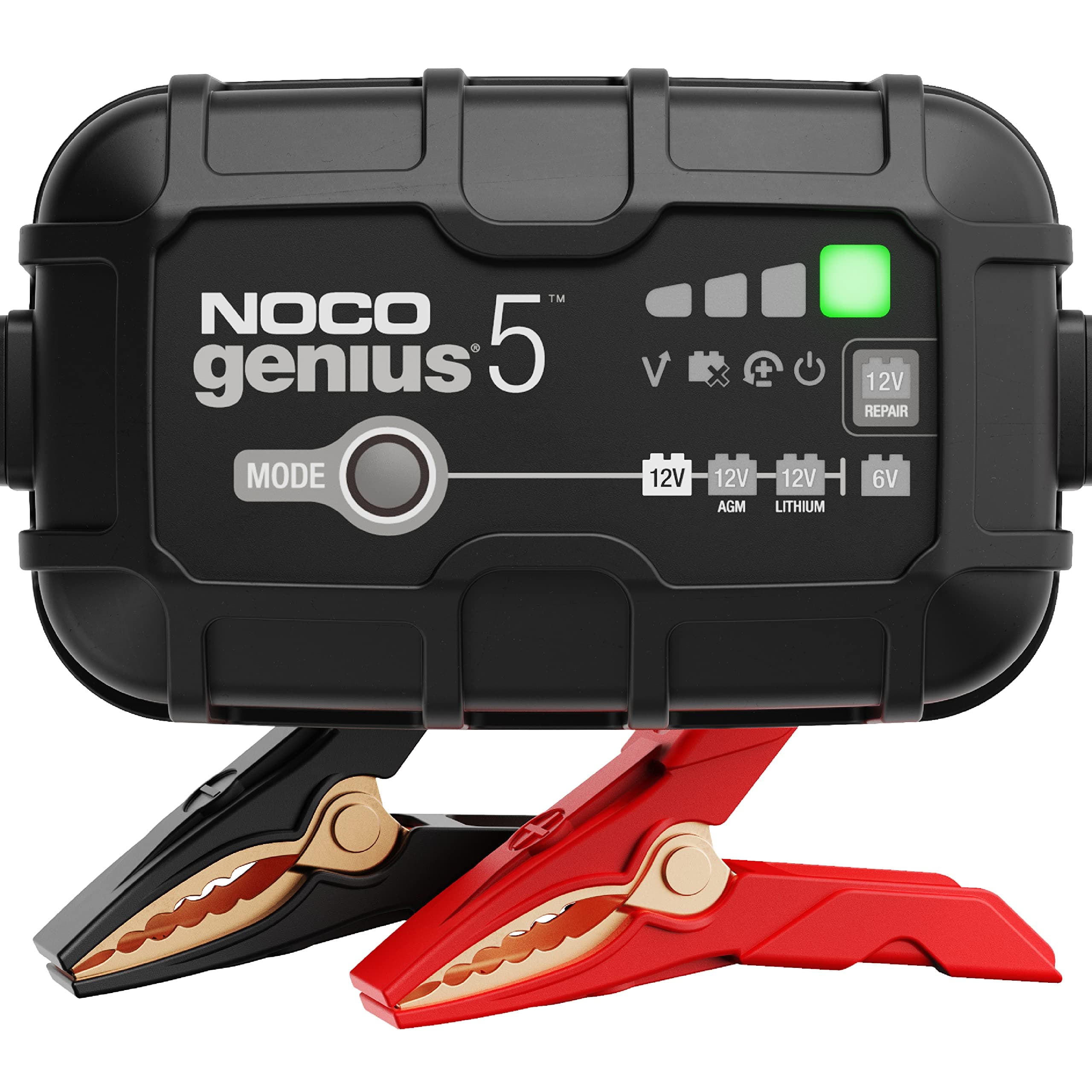 NOCO GENIUS5: 5A 6V/12V Smart Battery Charger – Automatic Maintainer, Trickle Charger & Desulfator with Overcharge Protection & Temperature Compensation – For Lead-Acid & Lithium Batteries