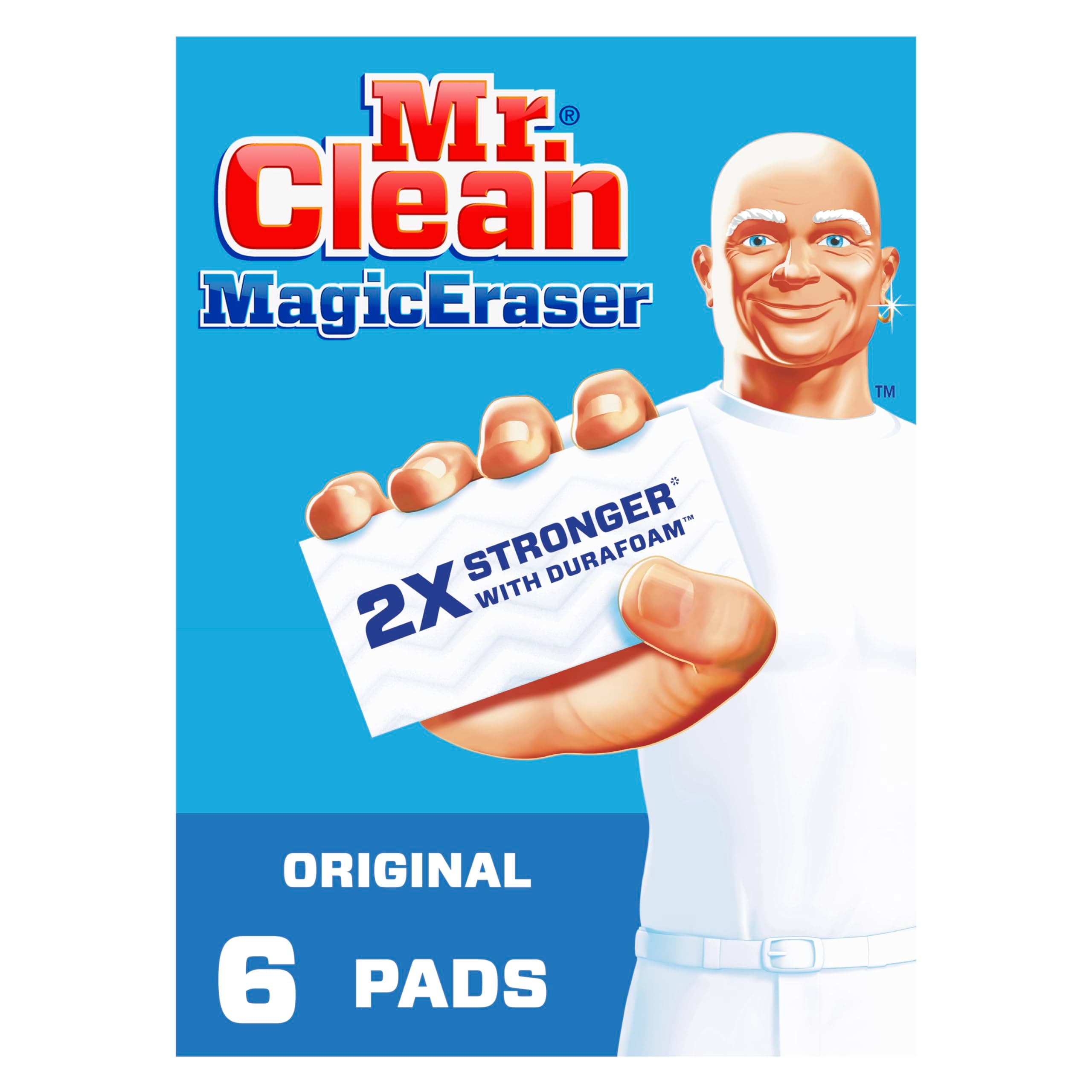 Mr. Clean Magic Eraser Original Cleaning Pads with Durafoam, Pack of 6