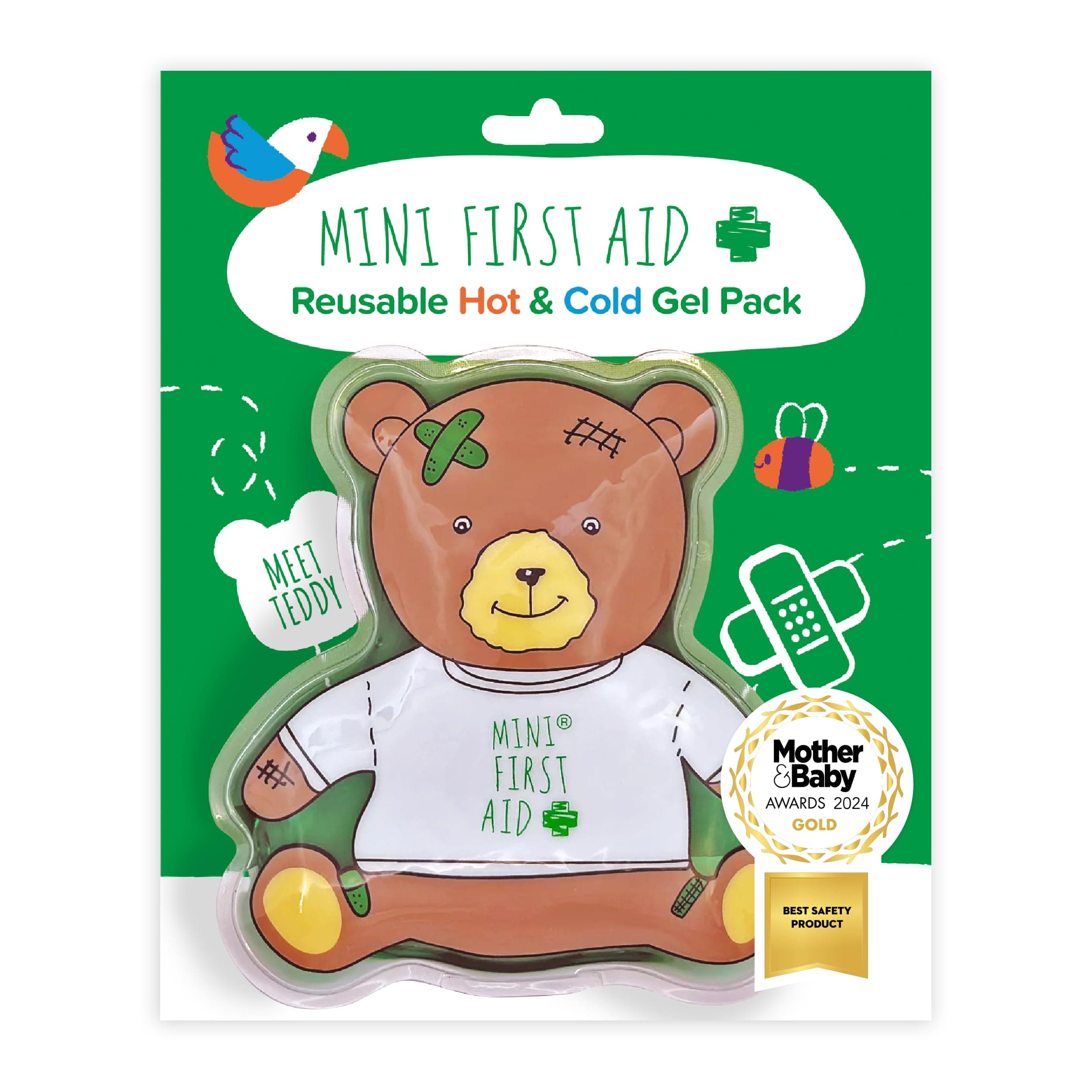 Mini First Aid Hot and Cold Gel Packs Reusable - Teddy Cold Compress for Kids Bumps, Scrapes and Sprains or Warm Compress for Muscle Aches and Pains, First Aid Kit Essential, As Seen on Dragons’ Den