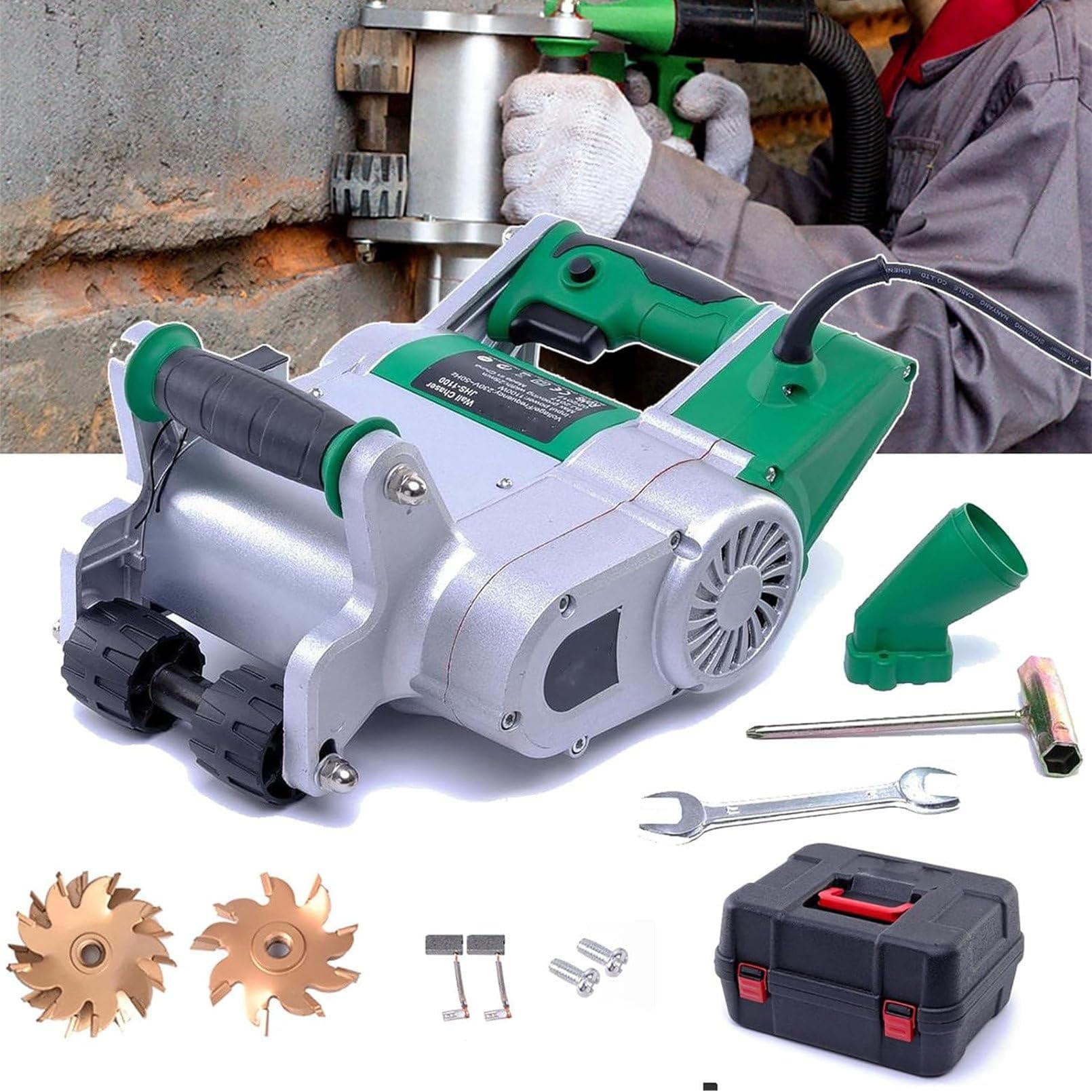 Wall Chaser Blades Dust-Free Wall Grooving Machine, Wall Grooving Machines, 1100w High Power Wall Chasing Tool for Brick, Ground and Rebar (25mm)