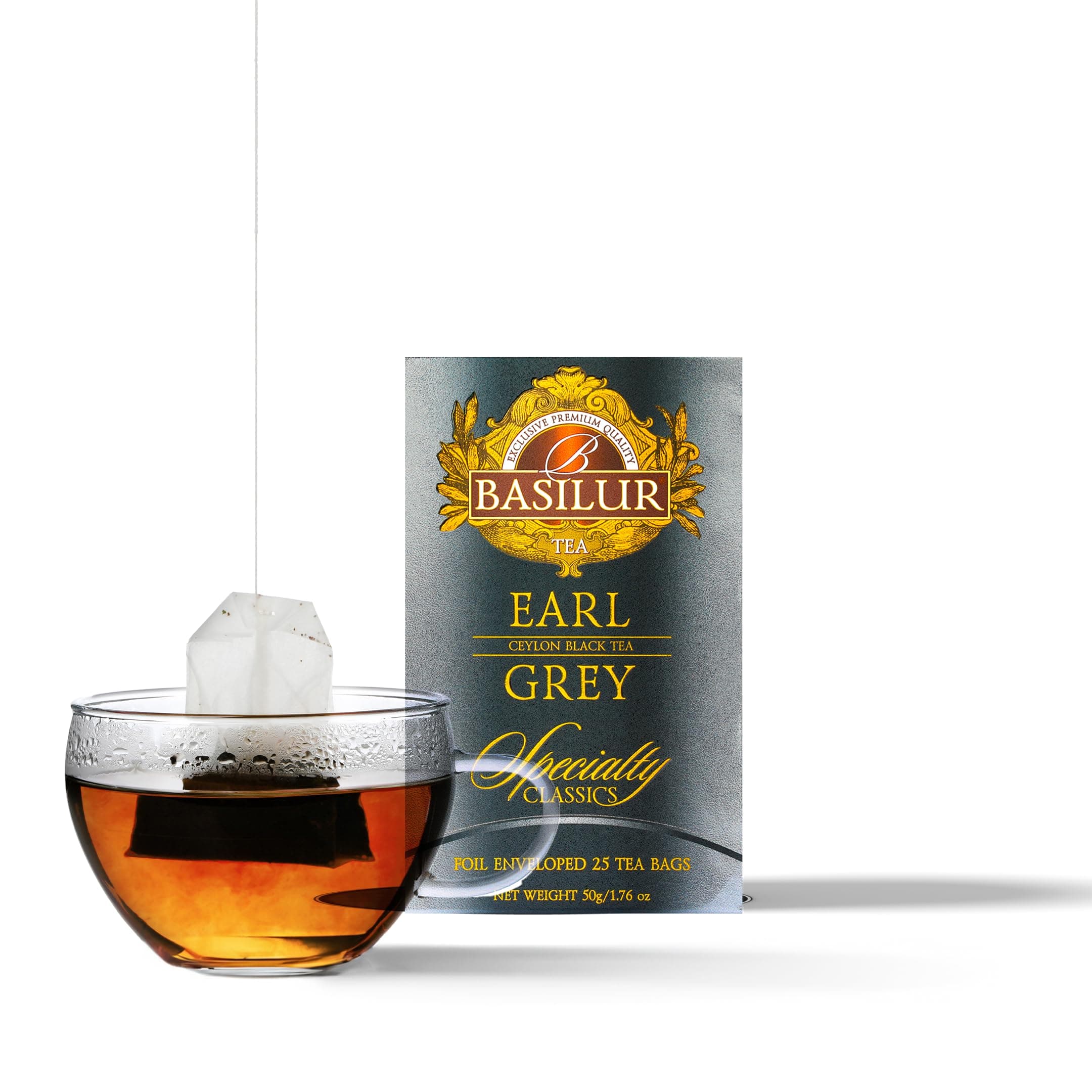 Basilur Specialty Classics Earl Grey Black Tea - Foil Enveloped 25 Tea Bags