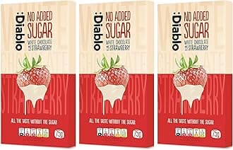 Diablo No Added Sugar White Chocolate with Strawberry – No Added Sugar Chocolate Bar Sweetened with Stevia, Gluten Free, Ideal for Any Occasion, Birthdays, Valentines, or Gift Hampers, 75g (Pack of 3)
