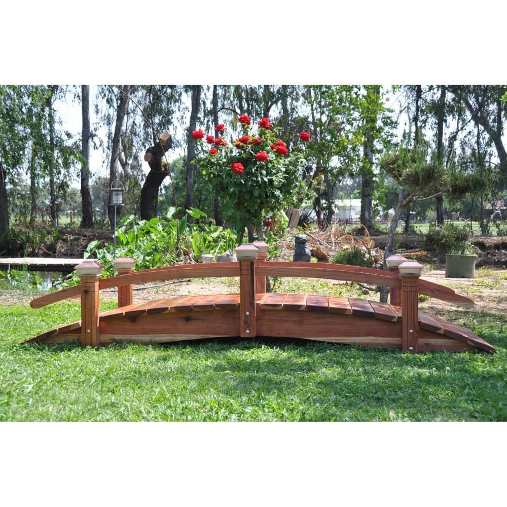 Redwood Short Post 12-ft. Garden Bridge