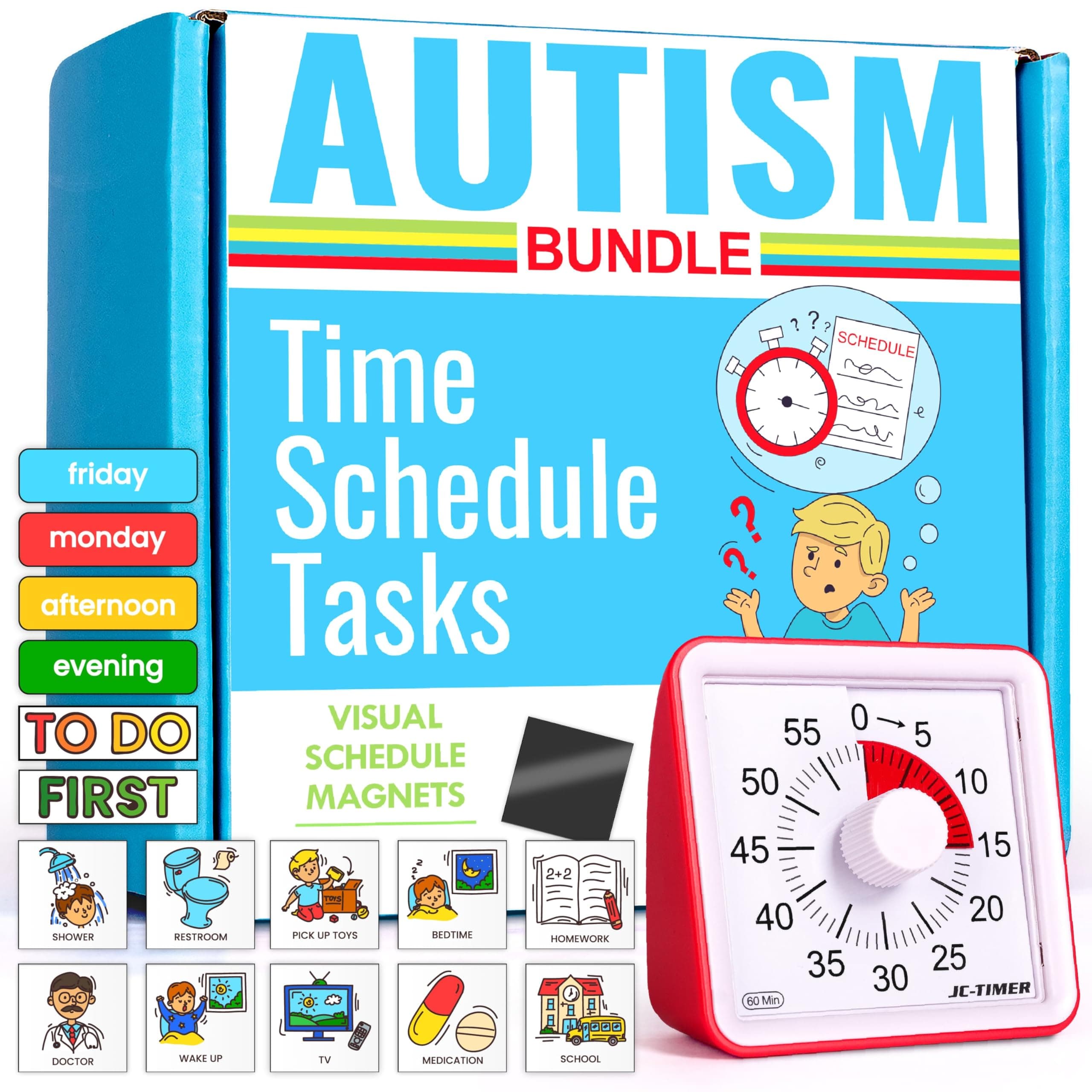 Autism & Prosperity Time Schedule Tasks - Autism Learning Materials, Special Education Autism Sensory Products, Sensory Toys for Kids with Autism, Visual Schedule for Kids with Autism Age 3 4 5 7 8 12
