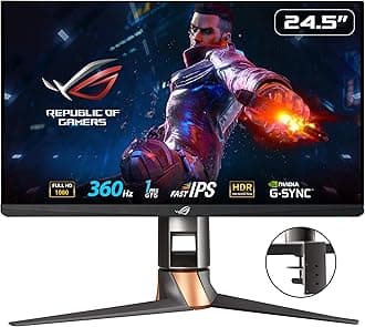 ASUS ROG SWIFT 360Hz PG259QNR eSports NVIDIA G-SYNC Gaming Monitor – 24.5 inch FHD (1920 x 1080), NVIDIA Reflex Latency Analyzer, 360 Hz, Fast IPS, 1 ms (GTG), ROG Desk Mount Kit