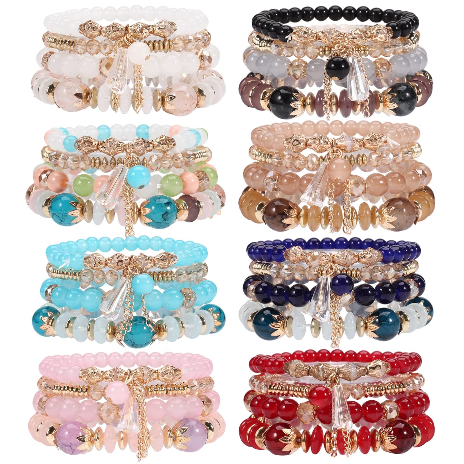 Bracelets Bohe Multilayer Chain Tassel Stackable Charm Stretch Statement Bracelet Set