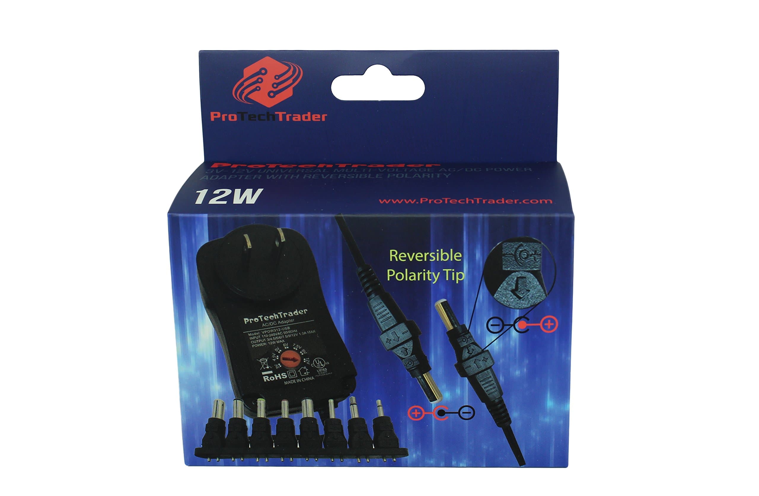 3vdc -12 volt Universal AC/DC Power Adapter USB Port | 8 Reversible Polarity Positive or Negative Tips Center Tip 3v 4.5v 5v 6v 7.5v 9v 12v 1a 12w Transformer 5.5mm 2.5mm 2.1mm 3.5mm 4.0mm 5.0mm 1.7mm