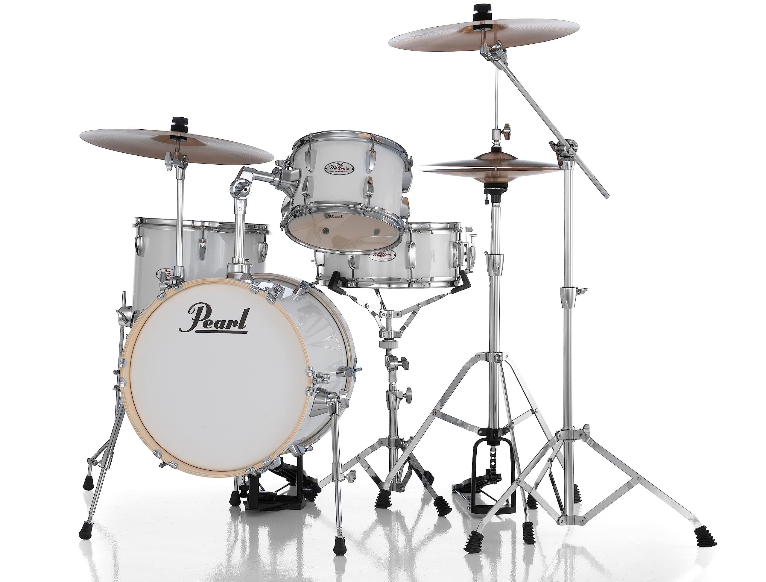 Pearl Midtown 4-Pc. Complete Drum Set with Hardware (Cymbals not included), Pure White, (MT564/C33)