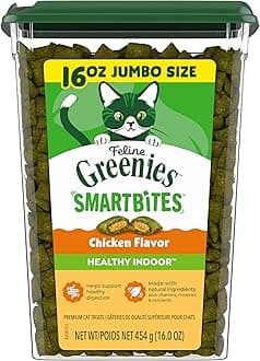 Greenies Feline Smartbites, Cat Treats Healthy Recipe, Indoor Cat Treats, Chicken Flavor, 16 oz. Tub