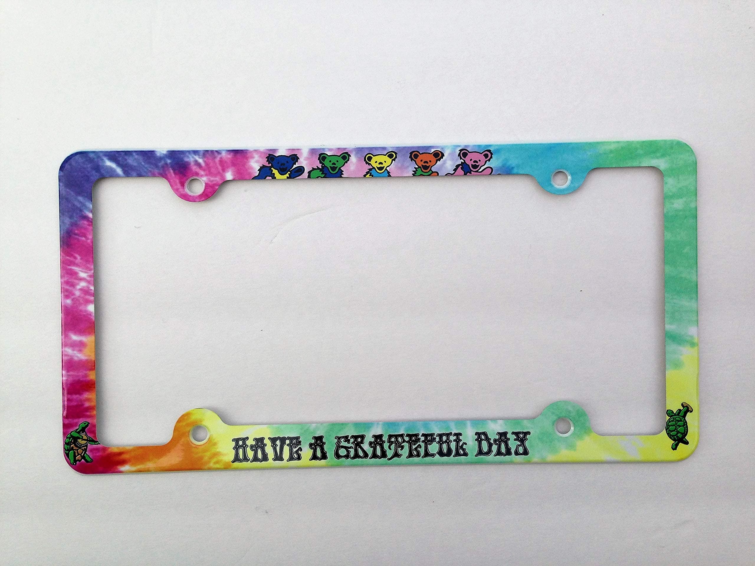 Have a Grateful Day License Plate Frame Dancing Bears and Terrapin Decorative License Plate Holder