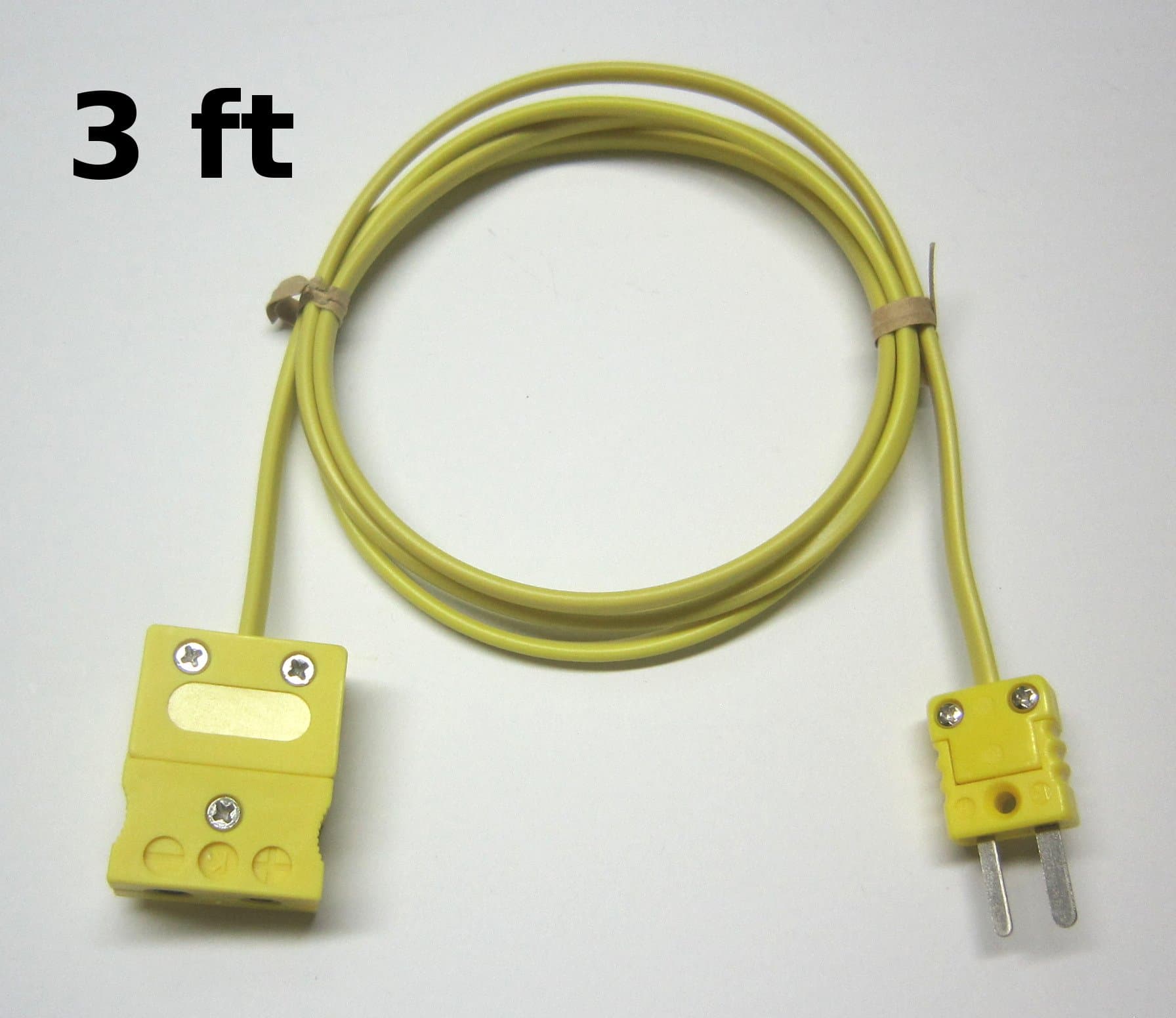 K-Type Thermocouple Extension Adapter Cable Wire with Standard to Miniature Mini Thermocouple Connectors 3 ft (= 1 Yard) Long