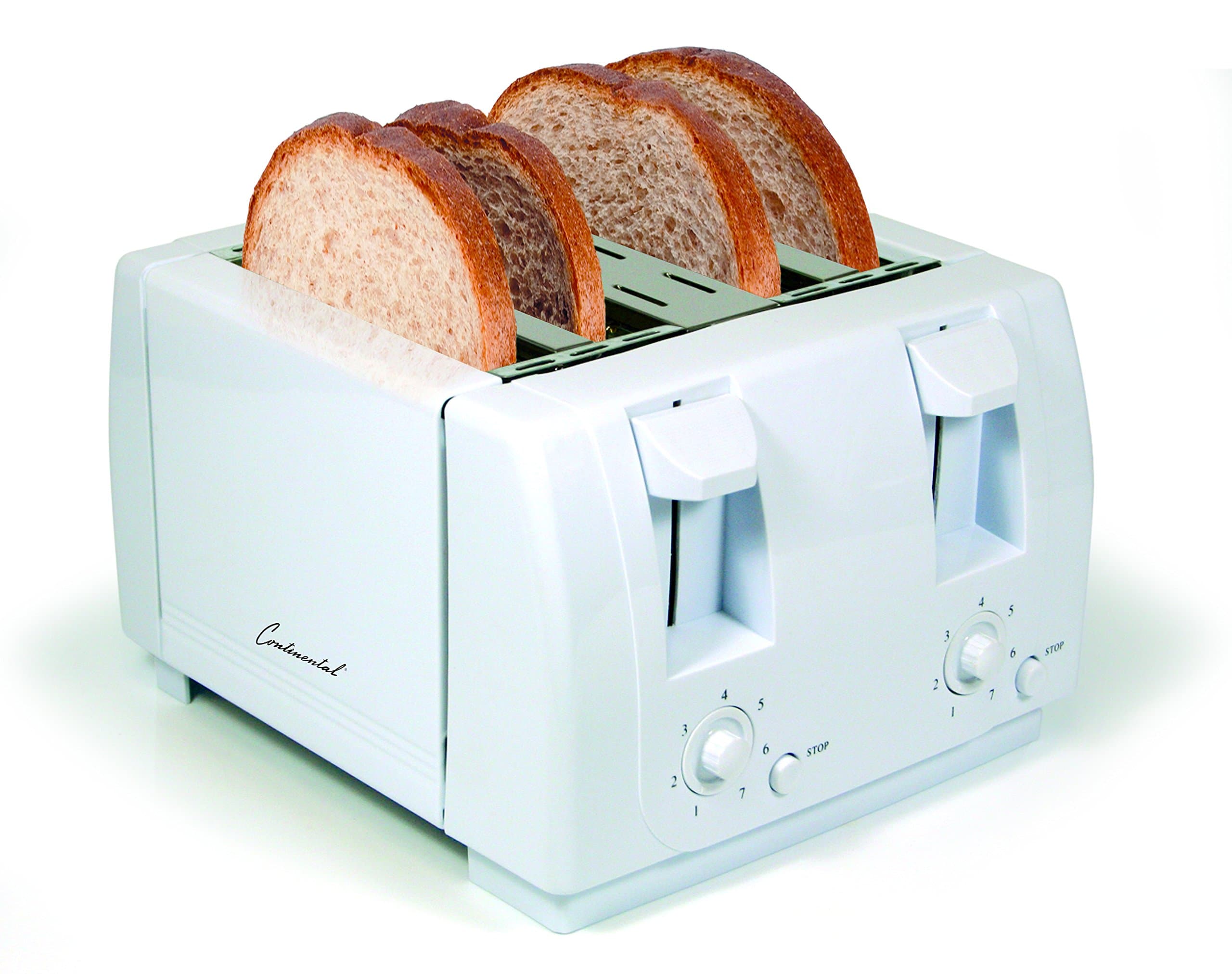 Continental Electric CE23451 4-Slice Toaster, White