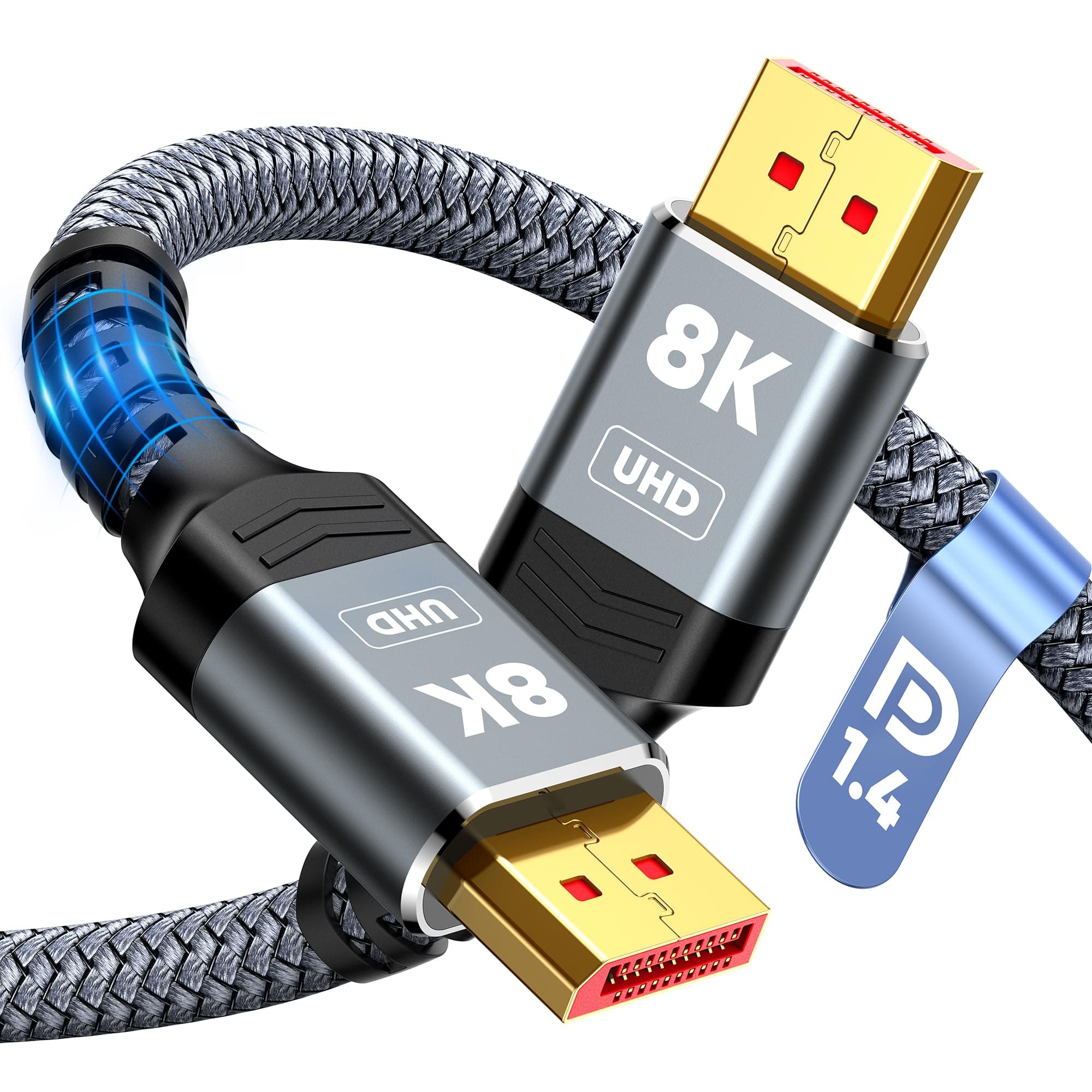 – Capshi 8K DisplayPort Cable 1.4 2M DP to DP Cord (VESA Certified, 8K@60Hz,4K@144Hz,2K@240Hz/165Hz),32.4Gbps High Speed Display Port Cable for Gaming Monitor, HDR/FreeSync/G-Sync, Braided