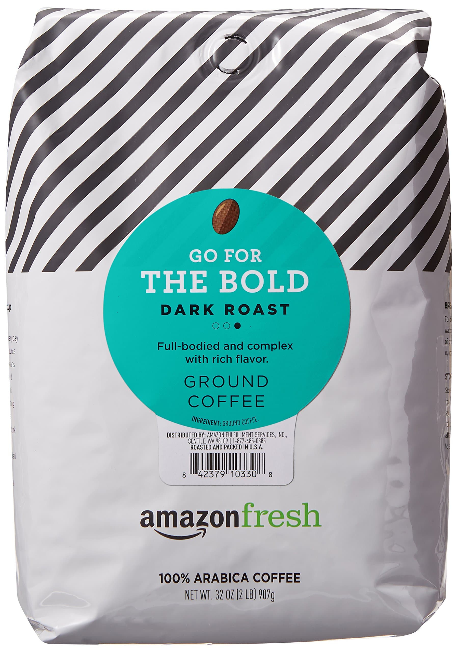 AmazonFresh Go For The Bold Ground Coffee, Dark Roast, 32 Ounce (Pack of 1)