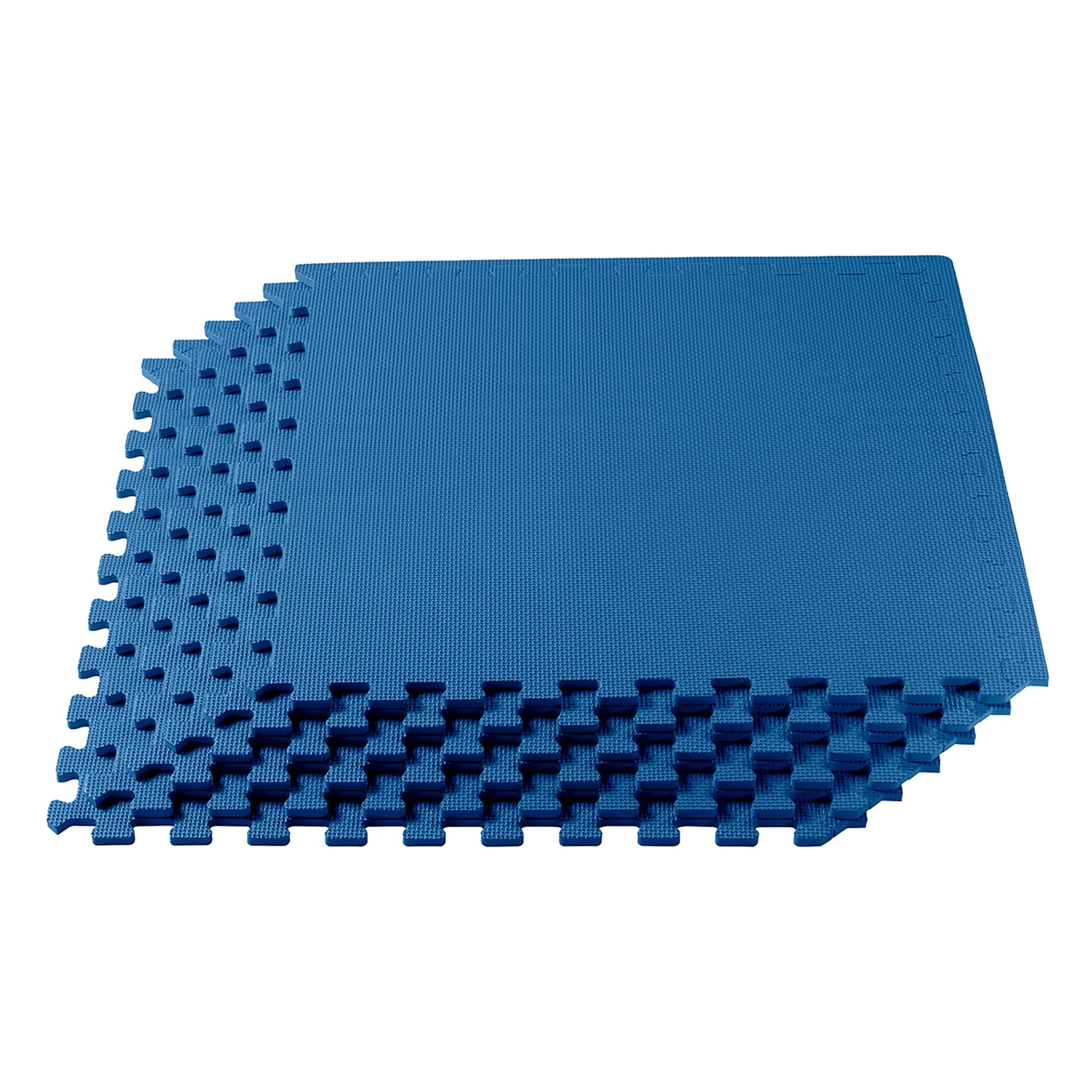 We Sell Mats 3/8 Inch Thick Multipurpose Exercise Floor Mat with EVA Foam, Interlocking Tiles, Anti-Fatigue for Home or Gym, 24 in x 24 in