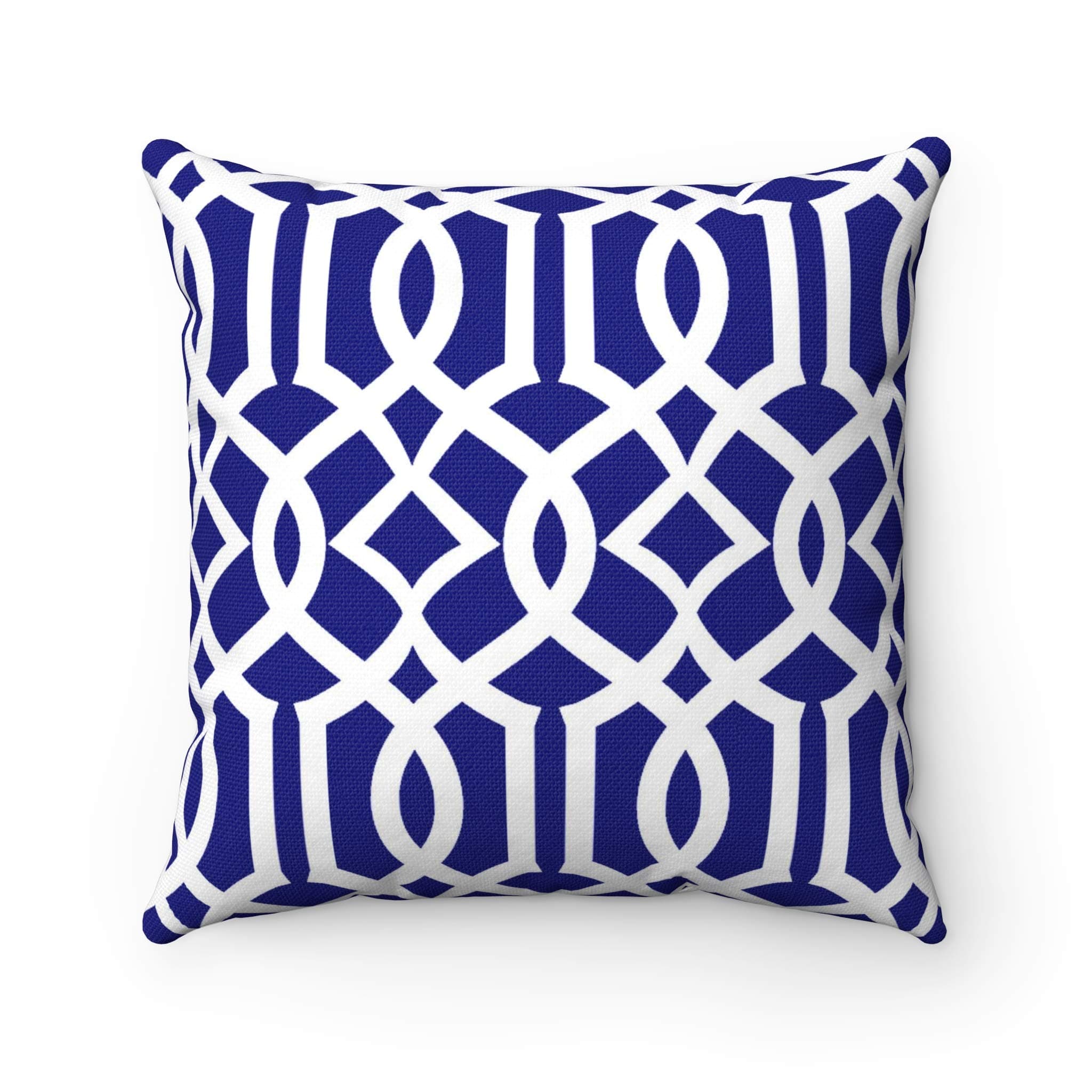43 x 43 cm - Geometric Pattern Design Moroccan Tiles Cushion Arabesque Pillow Cover Decorator Covers Sofa Bed Gift Home Decor Cushion (Royal Blue)