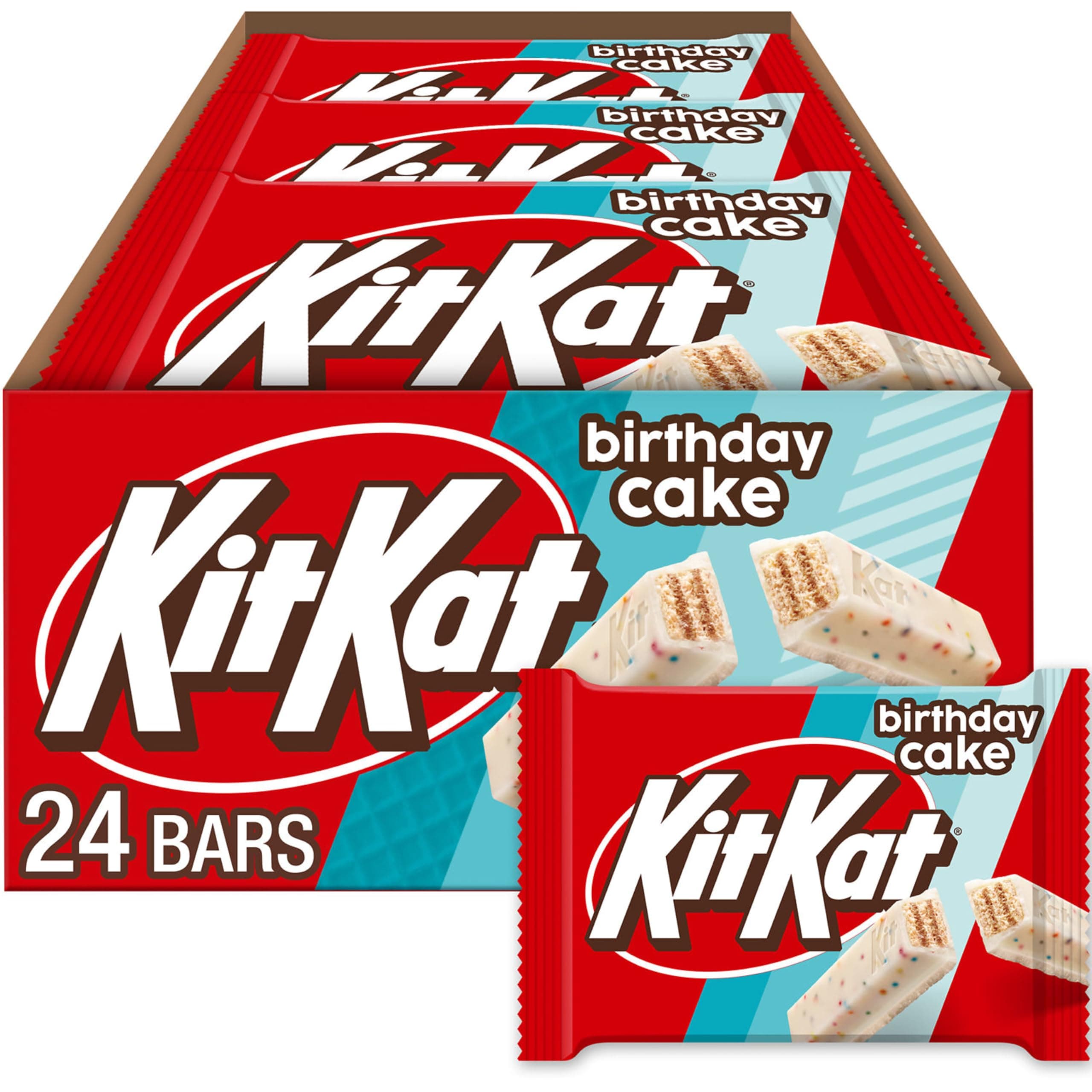 KIT KAT Birthday Cake Flavored Creme with Sprinkles, Bulk, Individually Wrapped Wafer Candy Bars, 1.5 oz (24 Count)