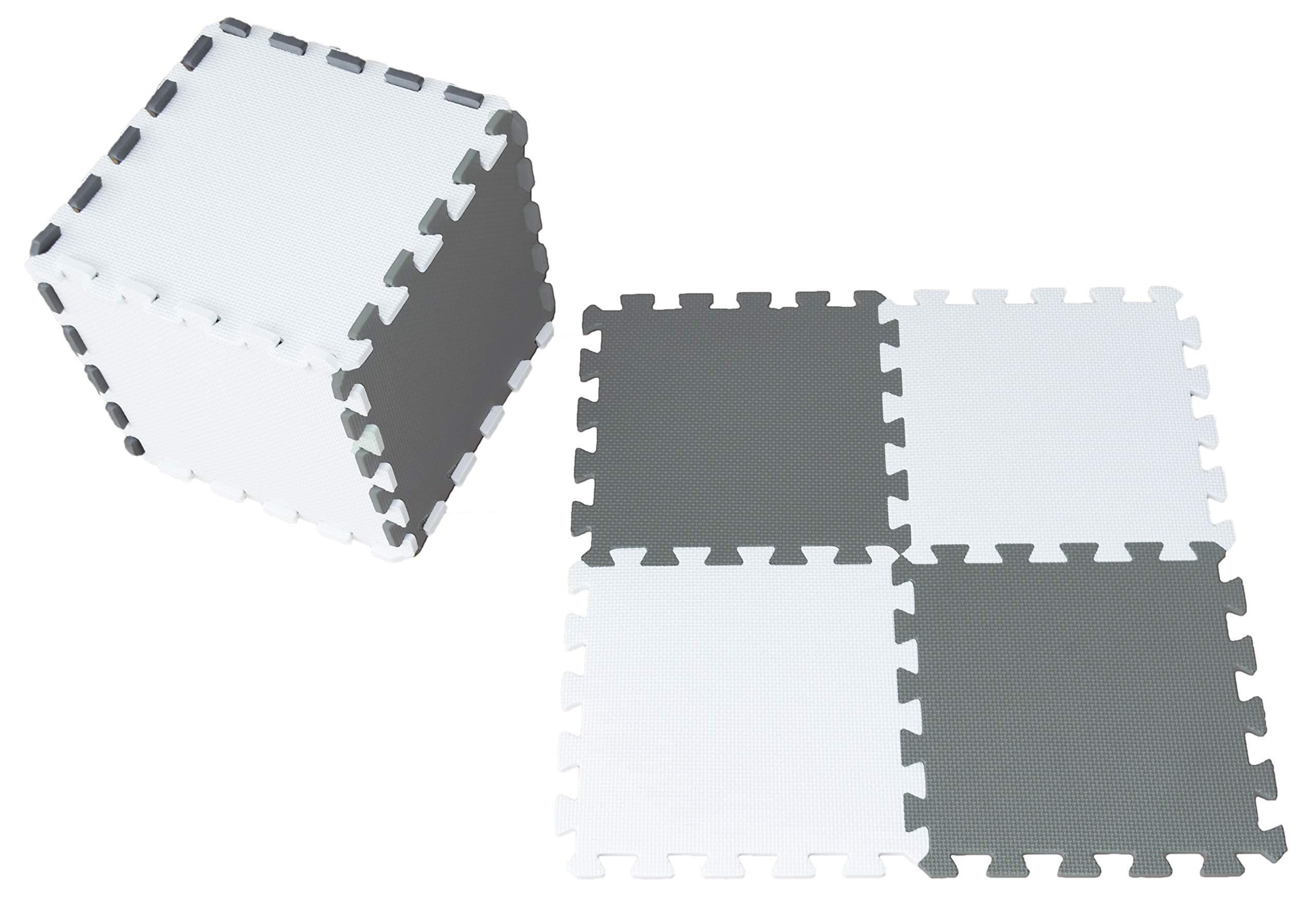 Happykiddoos Puzzle Play Mat Foam Mat Play Mat Foam Locking Puzzle Children's Rug Each mat has a size of 30 x 30 cm and is 1 cm thick (not figure, grey/white).