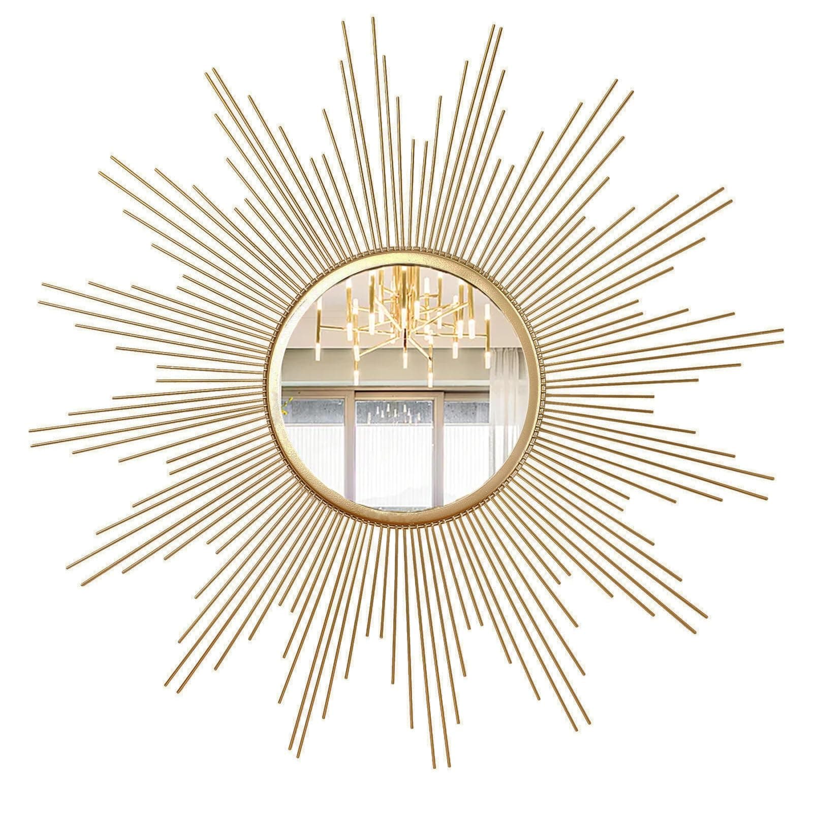 Cityelf 24'' Large Sunburst Mirror Wall Decor Gold Metal Mirror for Wall Iron...