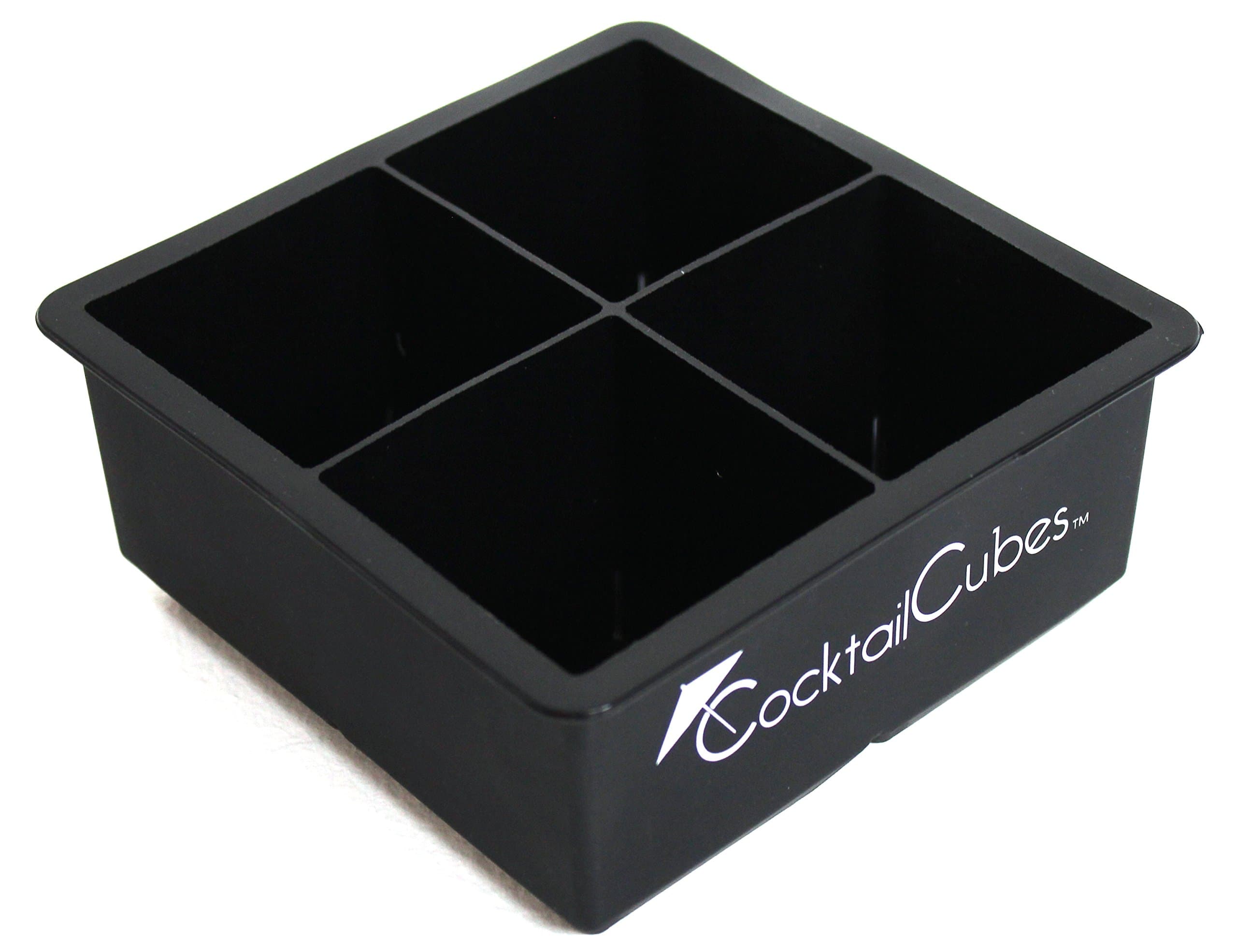 Cocktail Cube Extra Large Ice Cube Silicone Trays - 2.5 inches - Whiskey Ice - Keep Summer Drinks Cold - Freeze Food - Soap Making Mold - Black - 1 Tray