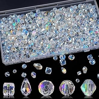 Crystal Beads, 600 Pcs Glass Beads, Assorted Crystal Beads for Jewelry Making, Rondelle Jewelry Beads with Container Box, Glass Beads Bulk for DIY Necklace Bracelet Earring(4/6/8mm, AB Color)