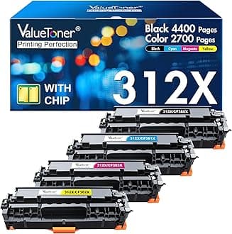 312X Toner Cartridges Remanufactured for HP 312X for HP 312A 305A 305X Toner Cartridges High Yield for Laserjet Pro 400 300 Color M451dn M451dw M451nw M475dw MFP M476nw Printer (4-Pack)