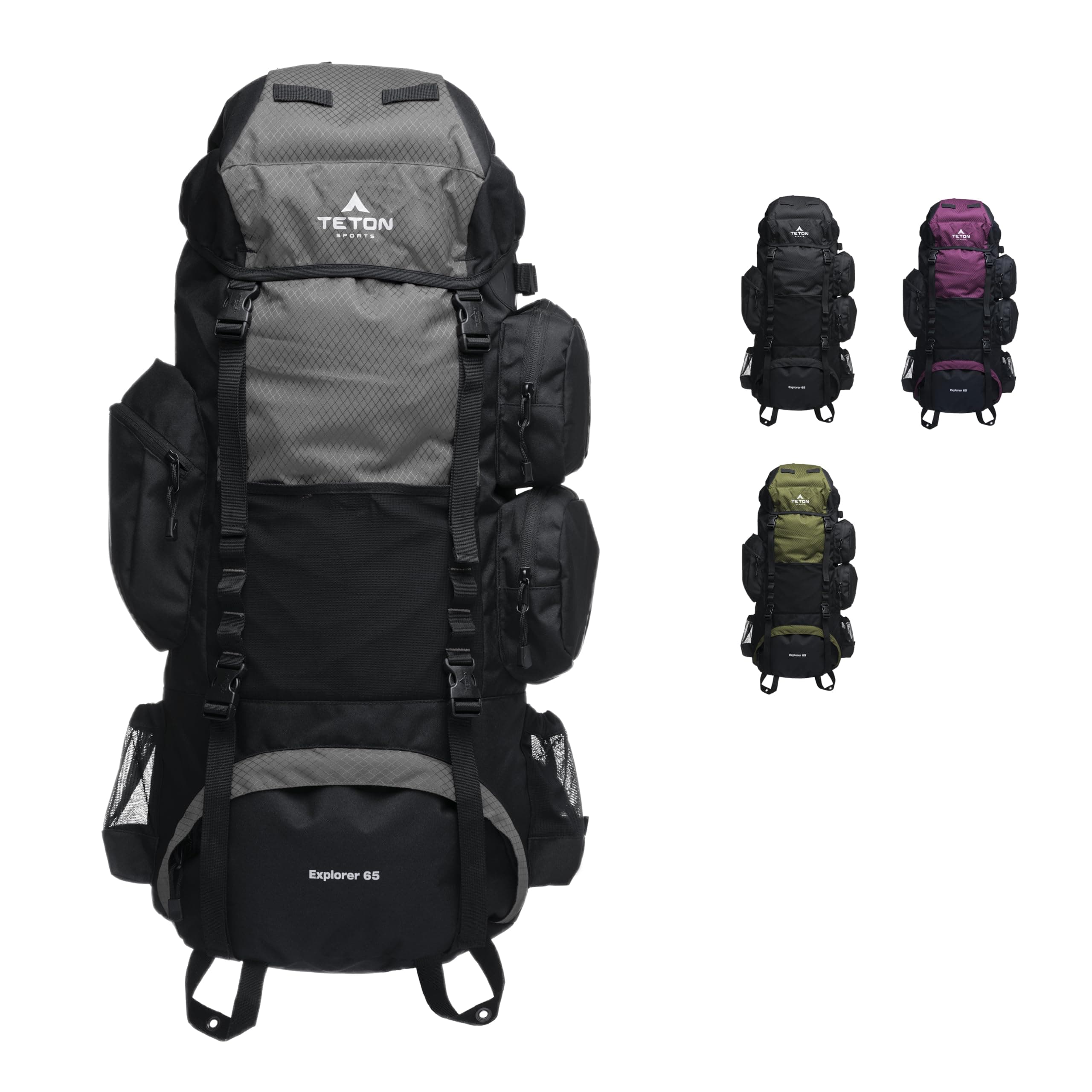 TETON 65L, 75L, 85L Explorer Internal Frame Backpack for Hiking, Camping, Backpacking, Rain Cover Included