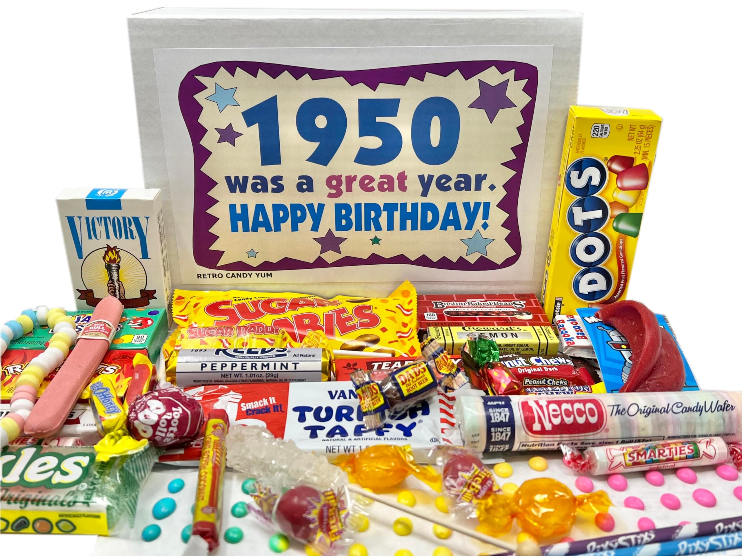 ~ 1950 76th Birthday Gift Box Nostalgic Retro Candy Assortment from Childhood for 76 Year Old Man or Woman Born 1950 Jr
