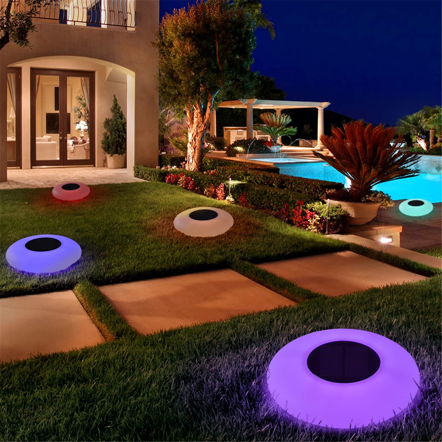 Blibly Solar LED Lights Inflatable,Swimming Pool Lights Solar Floating Light Floating Pool Lights with Multi-Color LED Waterproof Outdoor Garden Lights (L)