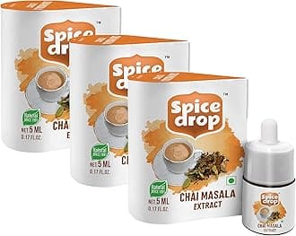 Spice Drop Chai Masala Extract | Authentic Tea Masala Drops | No preservative | 5 ml (Pack of 3 x 180 Drops)| 1 drop per cup of tea | Combo flavors 900 cups | 1 bottle of 5ml equal to 125 grams
