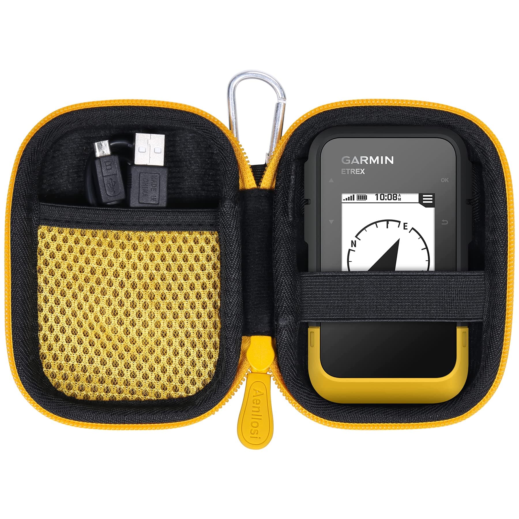 Hard Carrying Case Replacement for Garmin eTrex SE Handheld GPS Navigator by Aenllosi (Yellow Zipper)