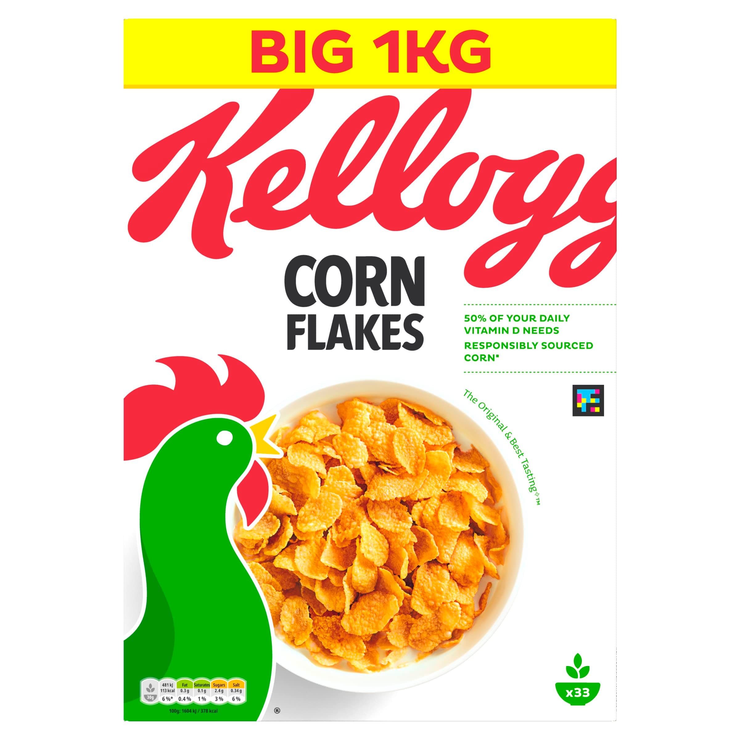 Kellogg's Corn Flakes Breakfast Cereal, 1kg