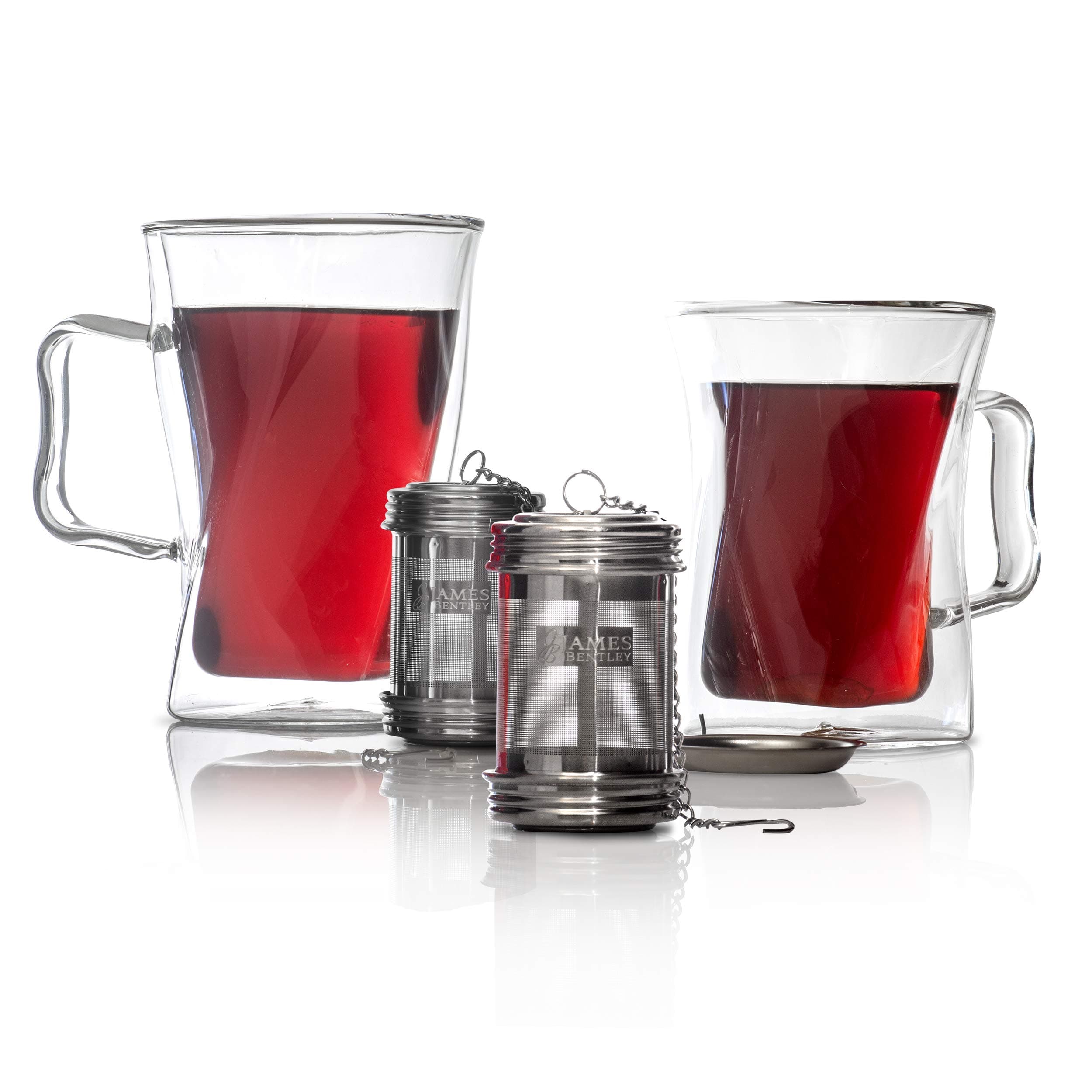 Double Wall Glass Tea Cup With Infuser, Keeps your drink hot,Tea Set,Coffee Cup,Tea Infuser Mug,2 Glass Mugs For Hot Beverages,Tea Infuser Cup,Great idea for Gifts for Women Silicon Lid & Infuser 12Oz