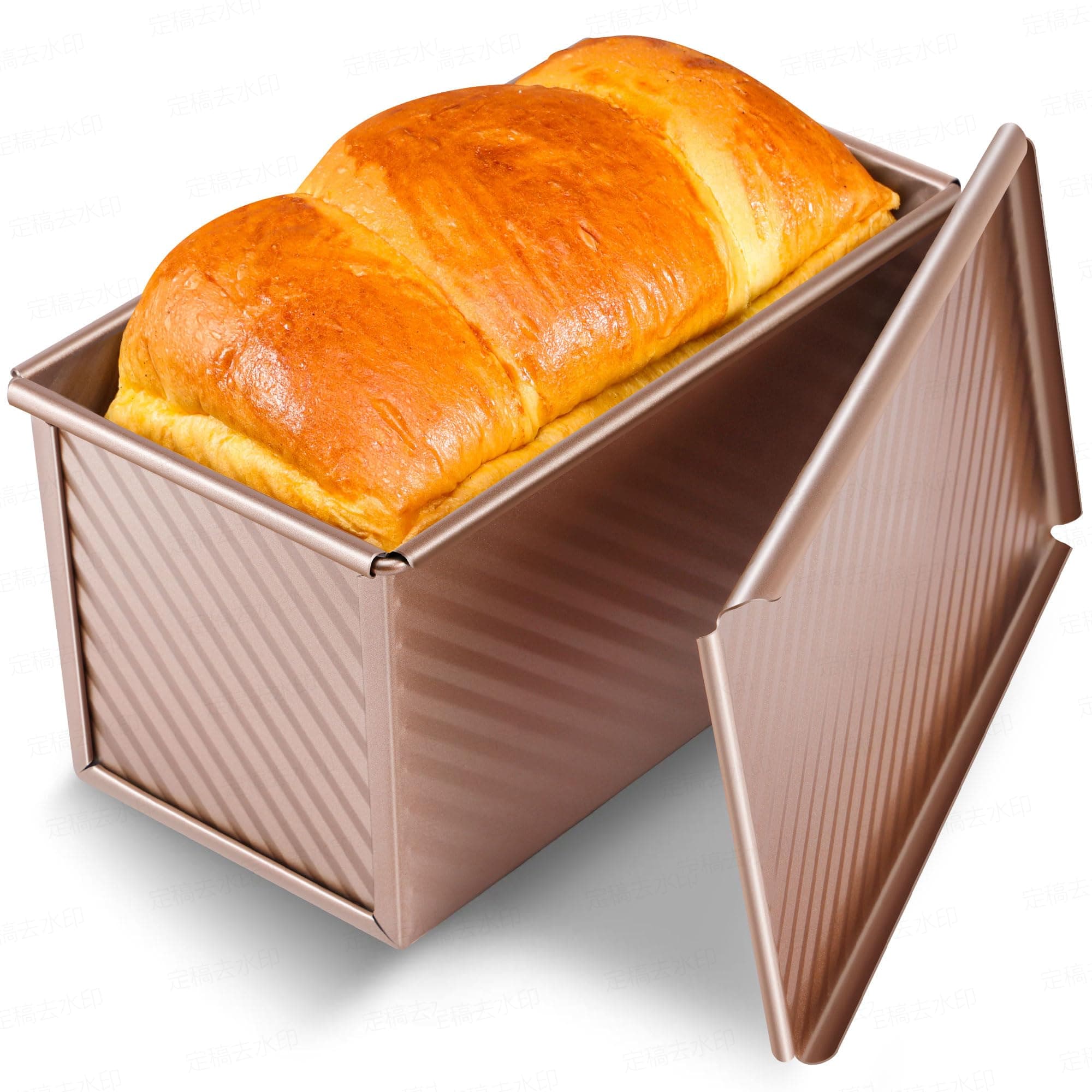 Pullman Loaf Pan with Lid, Premium 1 lb Dough Sandwich Nonstick Bread Pan with Lid for Homemade Bread, Heavy Duty Carbon Steel Corrugated Pullman Toast Box with Cover for Baking, Bakeware