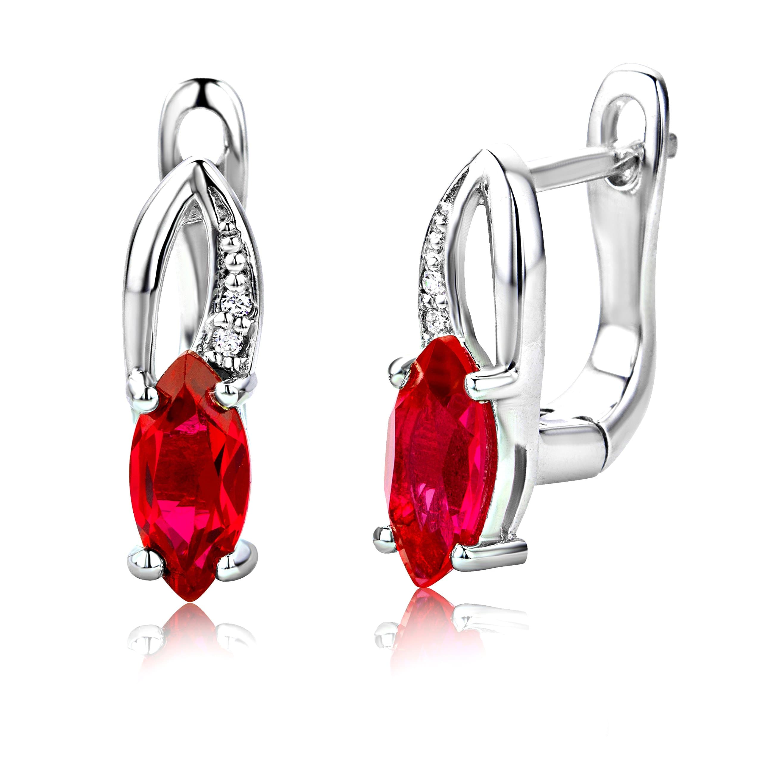 ByJoy Earrings for Women Sterling Silver lever back Ruby with Cubic zirconia brilliant cut 925 Silver