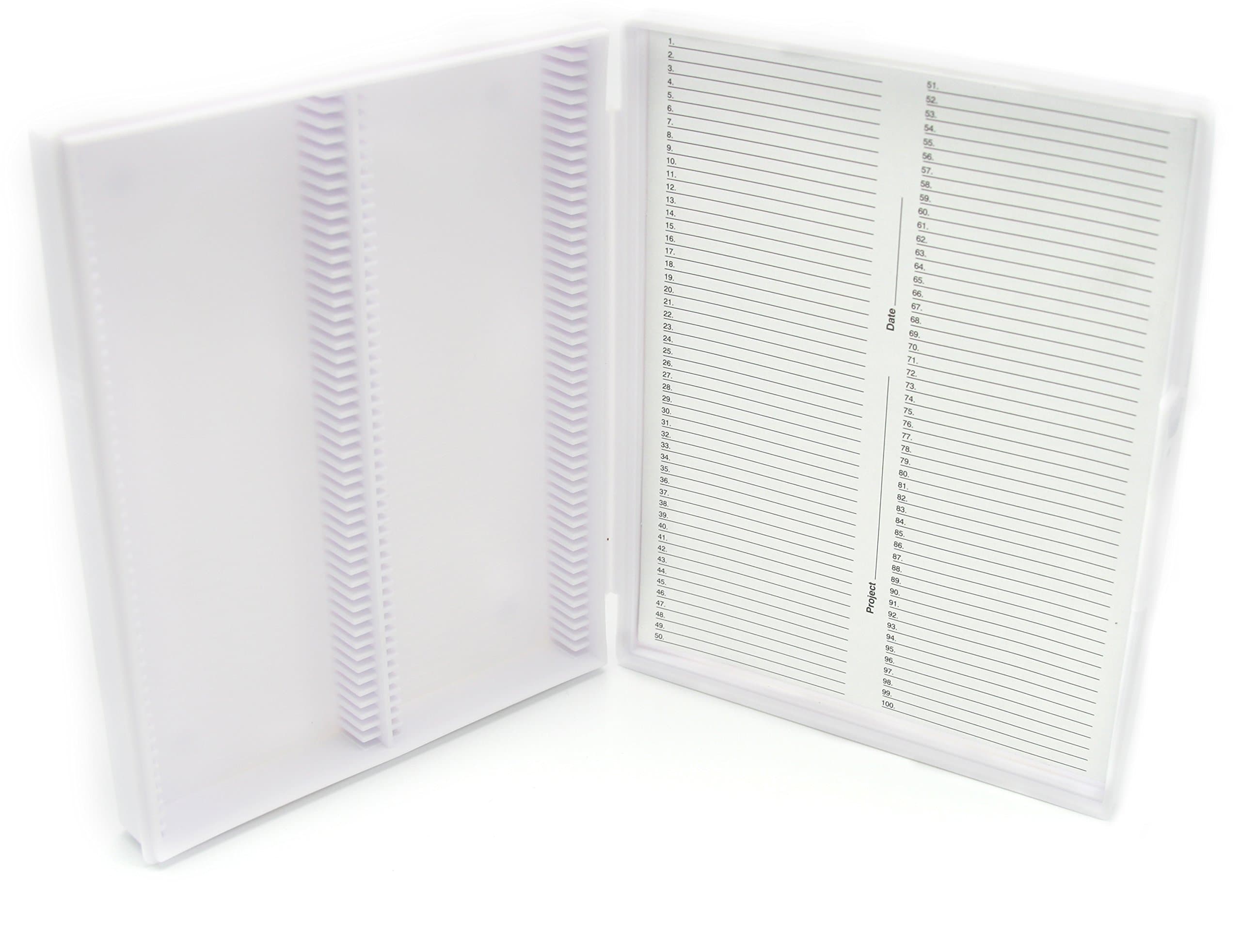 Heathrow ScientificHD15991C White Polypropylene 100 Place Economy Microscope Slide Box, 210mm Length x 169mm Width x 37mm Height