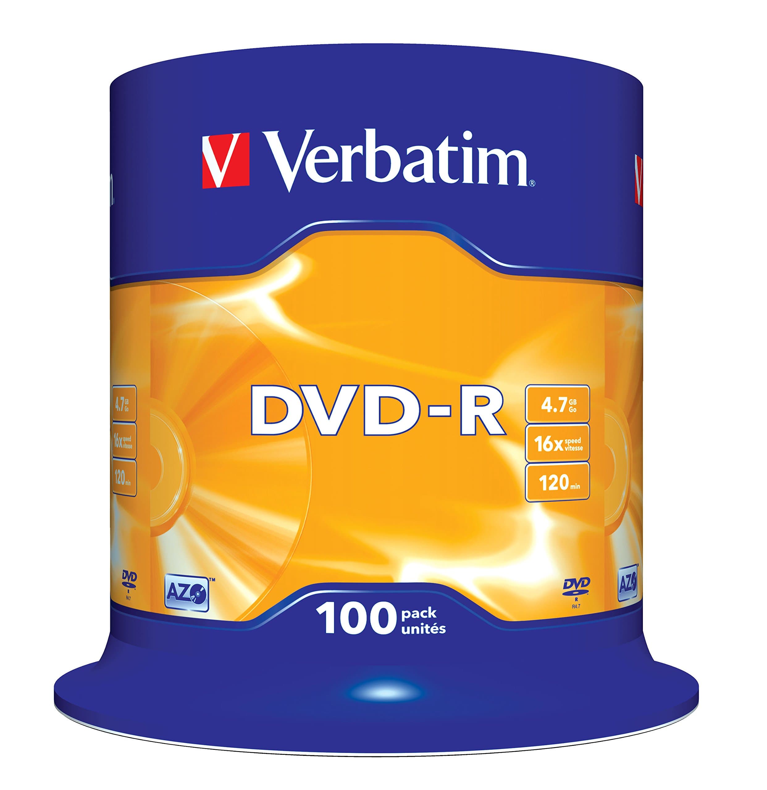 DVD-R, General, 16X, 4.7GB Matt Silver,100 Pack
