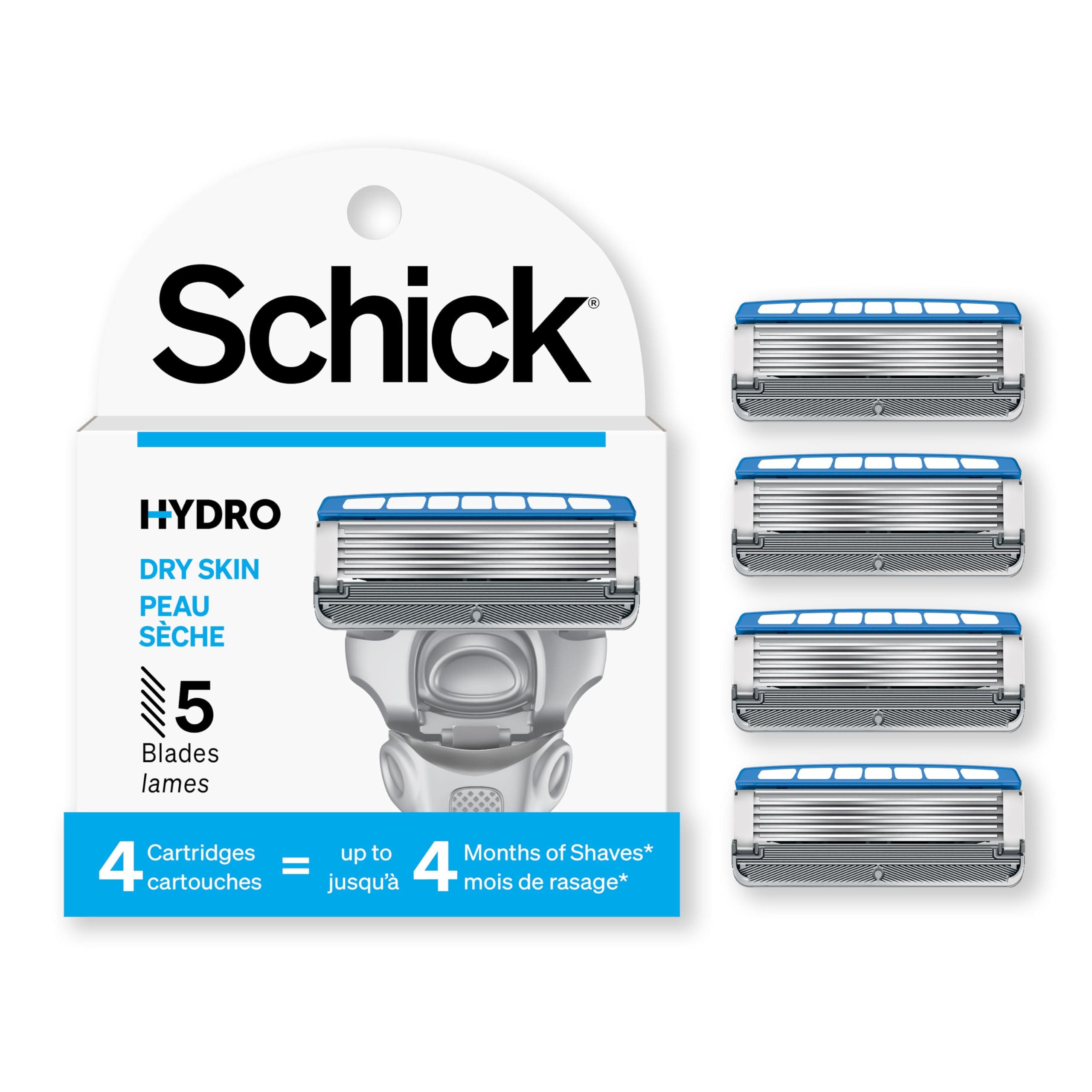 Schick Hydro 5 Sense Hydrate Razor Refills for Men, 4 Count (Pack of 1)