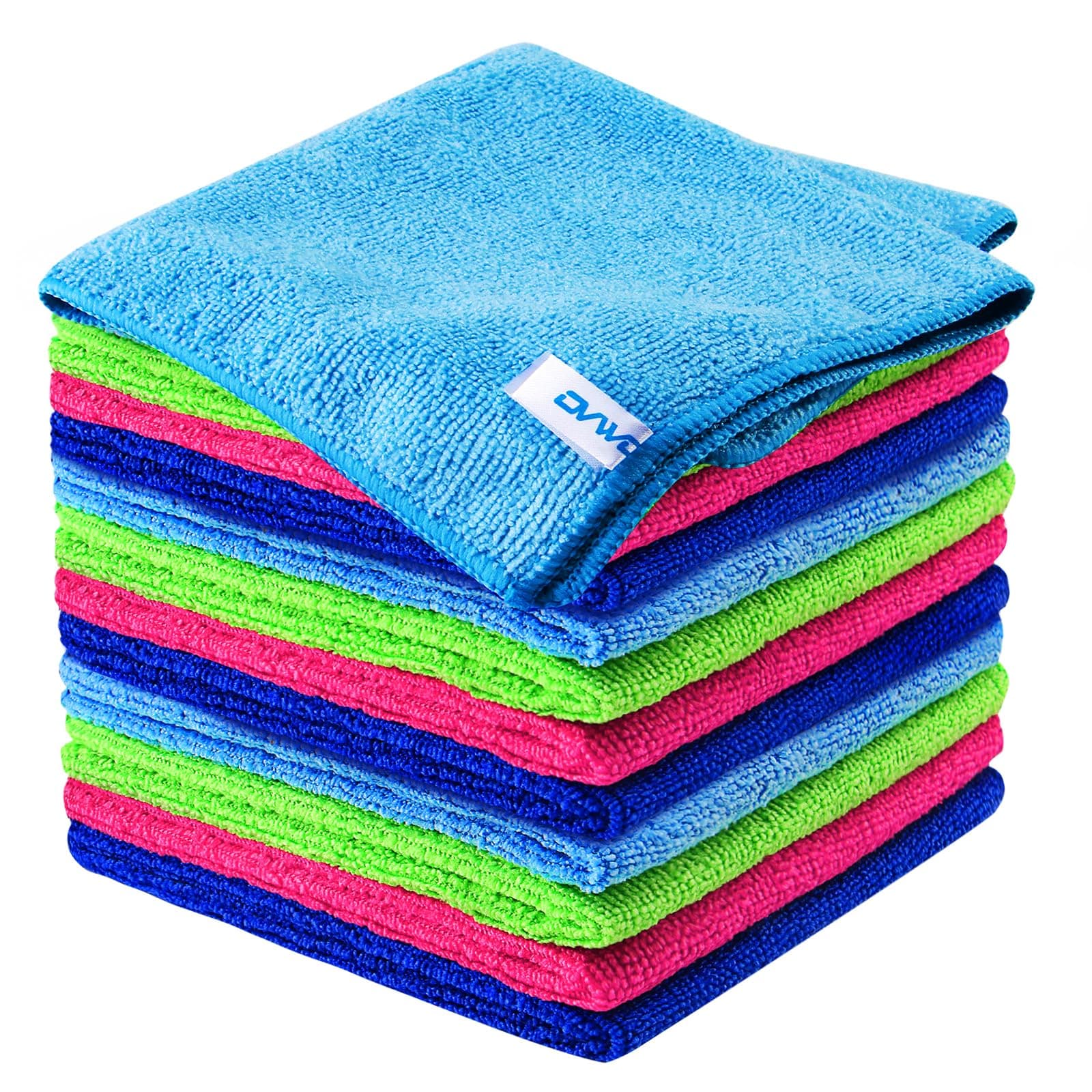 – 12Pcs Premium Microfibre Cleaning Cloth - Highly Absorbent, Scratch Free, Reusable Cleaning Products - for Microfibre Cloth, Microfibre Towel, Dish Cloths, Dusting Cloths in Household Cleaning