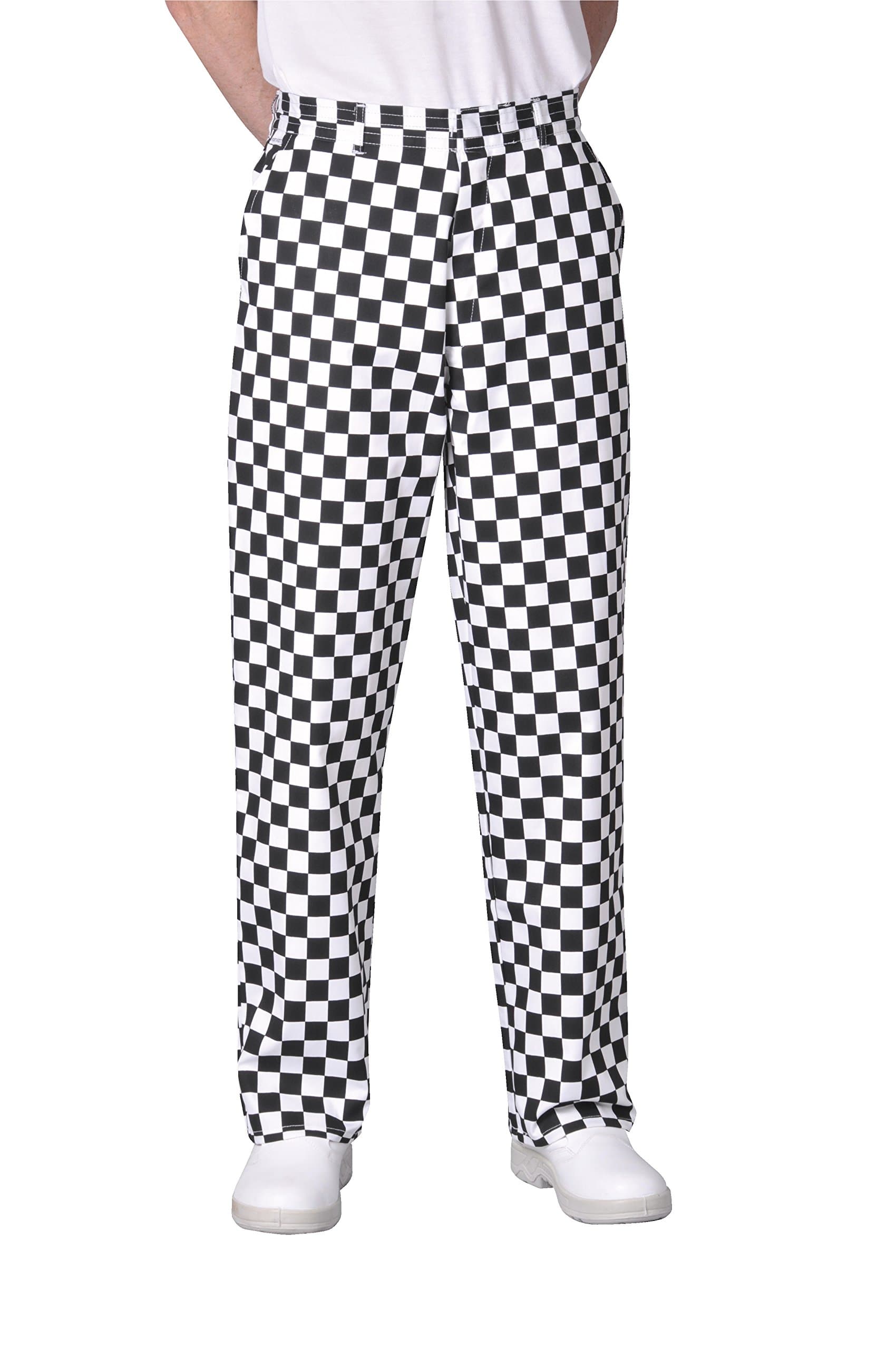 Black/White Check Poly Cotton Chefs Trousers