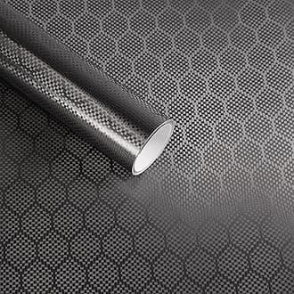 Honeycomb Carbon Fiber Vinyl Wrap, Hex Pattern Vinyl Car Wrap with Air Release Technology, Self-Adhesive DIY Auto Exterior Interior Decor Film Sticker (Grey, 1ft x 10ft)
