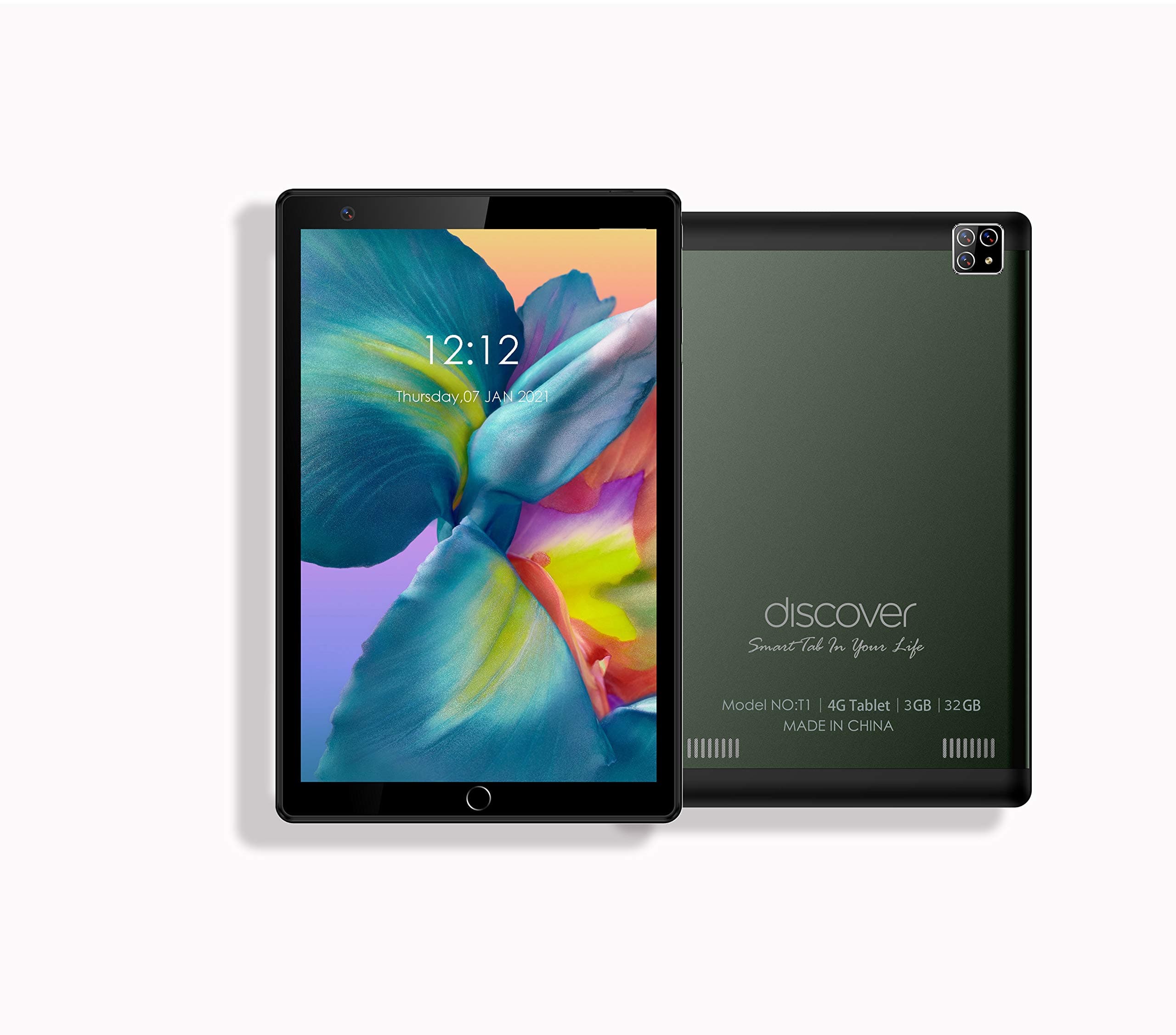 Discover T1, 8inch Tablet PC,Quad Core, Dual Sim, Dual Camera, Android 8.1, 64GB, 4GB DDR3, 4G LTE, Wi-Fi (Green)