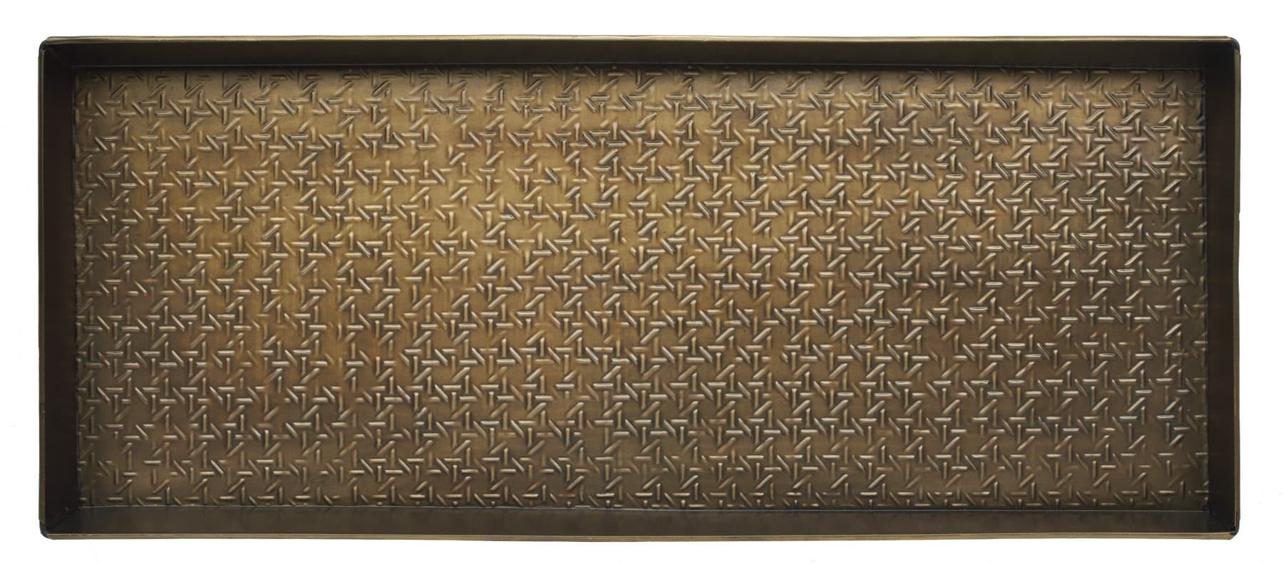 Extra Weave USA Caning Pattern Metal Boot Tray, Antique Brass Finish, 34 by 14-Inches