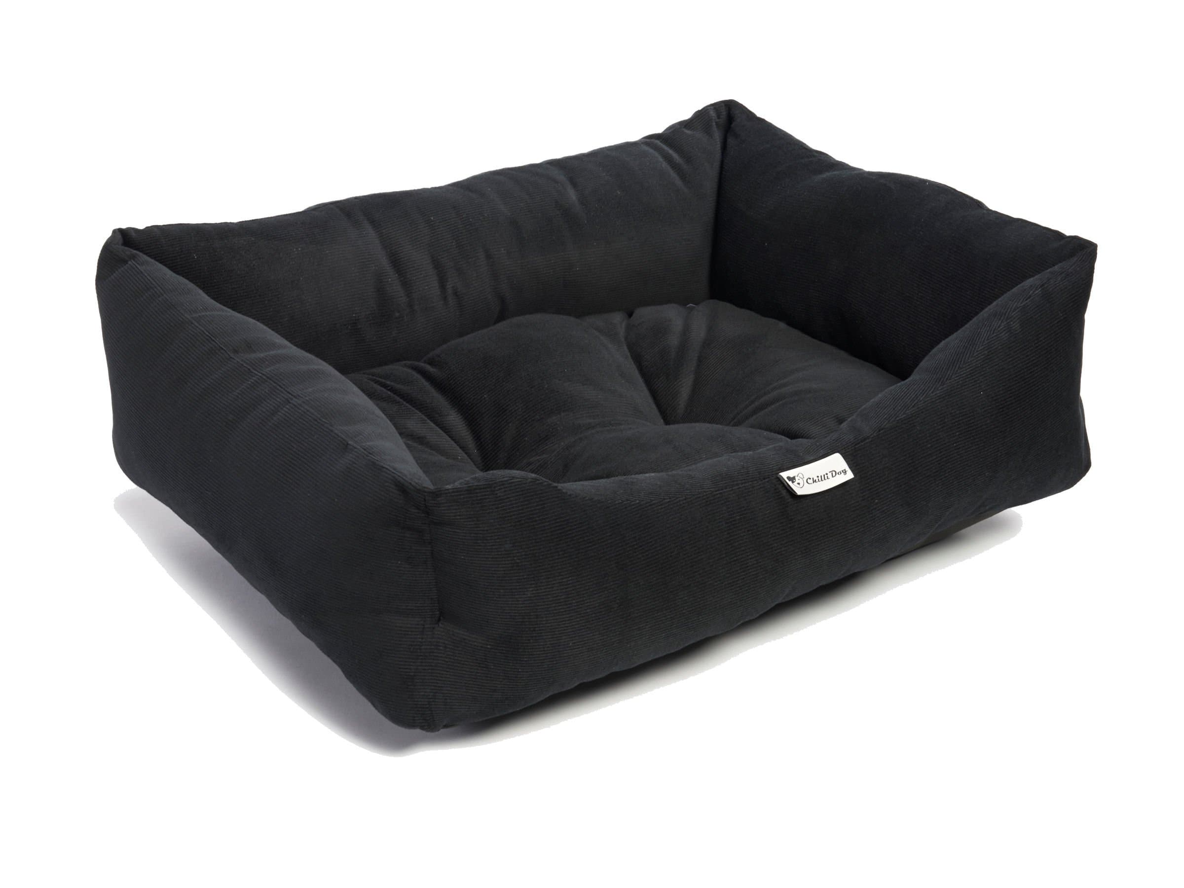 Chilli Dog Cotton Cord Sofa Dog Bed (Medium, Black)
