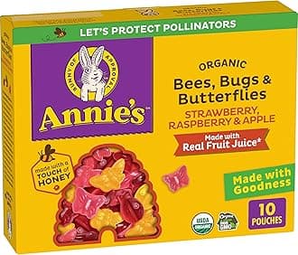 Annie's Organic Bees, Bugs, and Butterflies Fruit Flavored Snacks, 10 Pouches, 7 oz