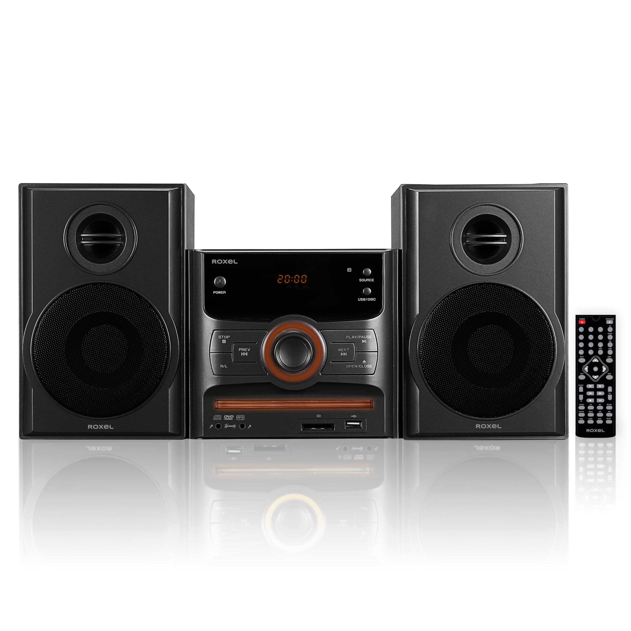 RCD-250BT All in One Compact Micro Hifi CD Player, Mini stereo, DVD player, Karaoke function, Remote Control, Wireless Playback, FM Radio, USB MP3 Playback, 40W RMS Output