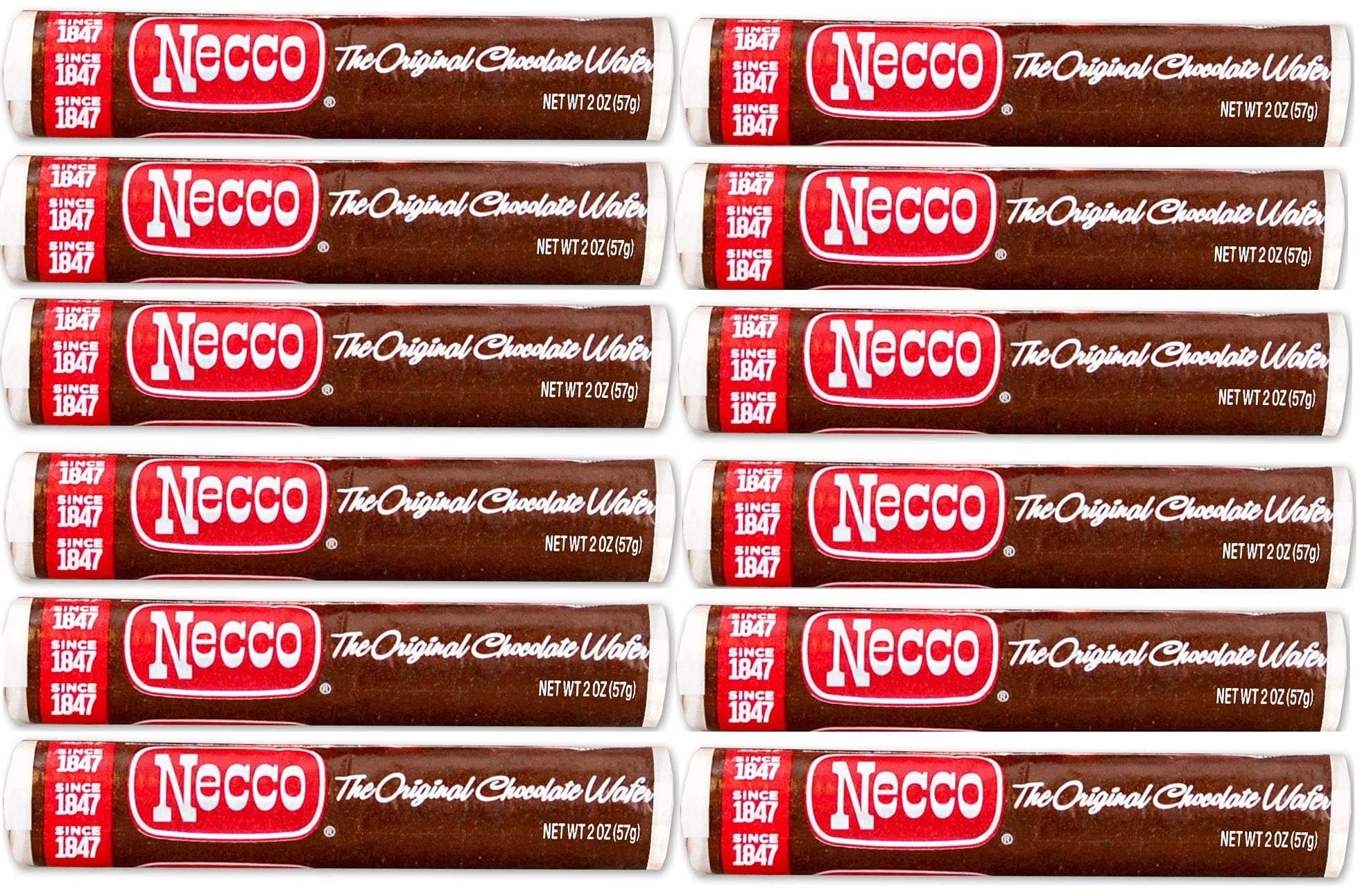 Wafers Original Chocolate Flavored Hard Candy Rolls - Bundle of 12 Rolls