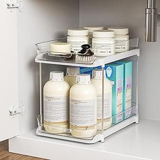 Delamu 2-Tier Multi-Purpose Bathroom Cabinet Organizer, Pull Out Under Sink Organizer with Movable Dividers